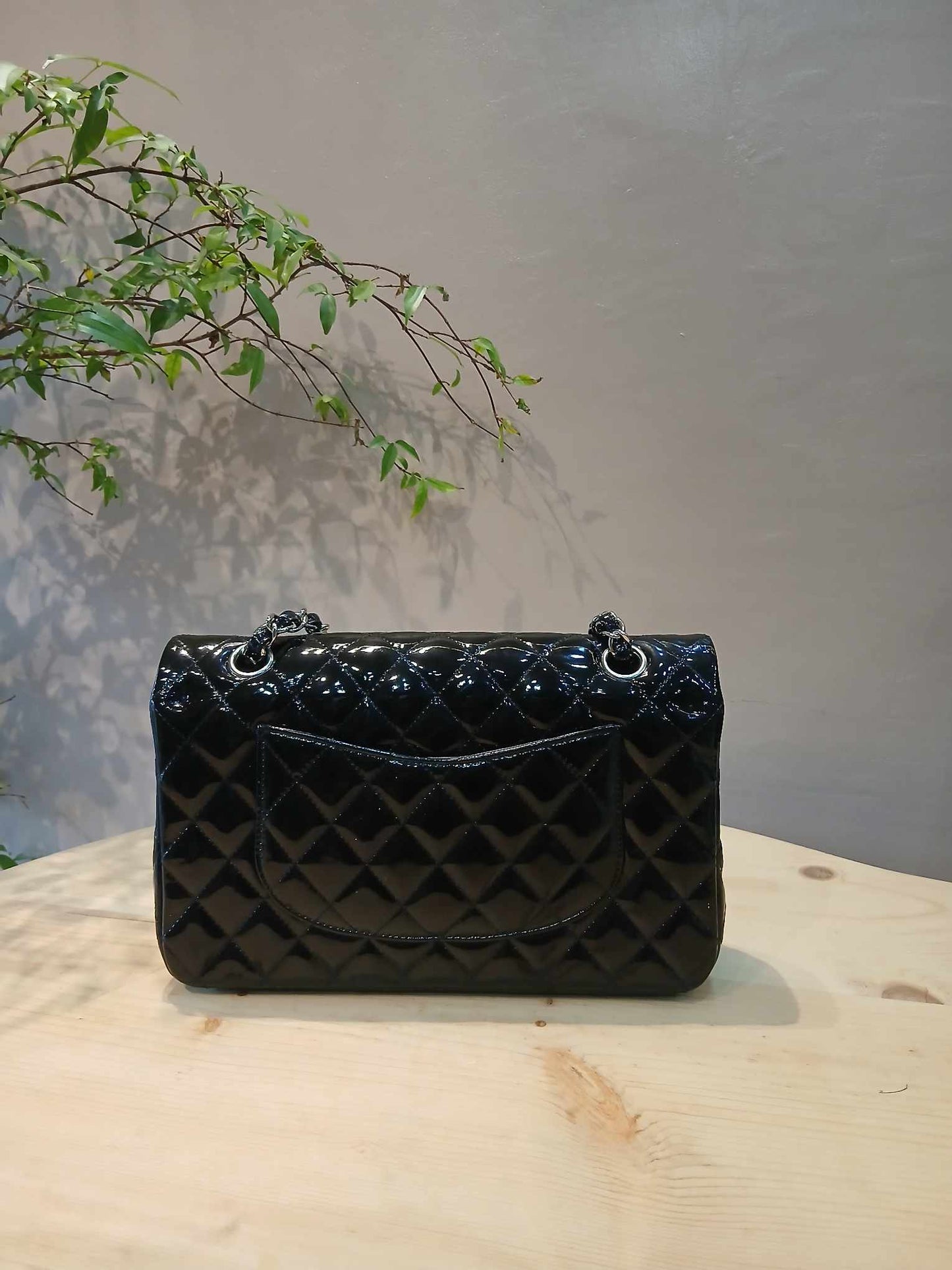 Chanel Classic Quilted Patent Double Flap Bag Black Medium Series 20