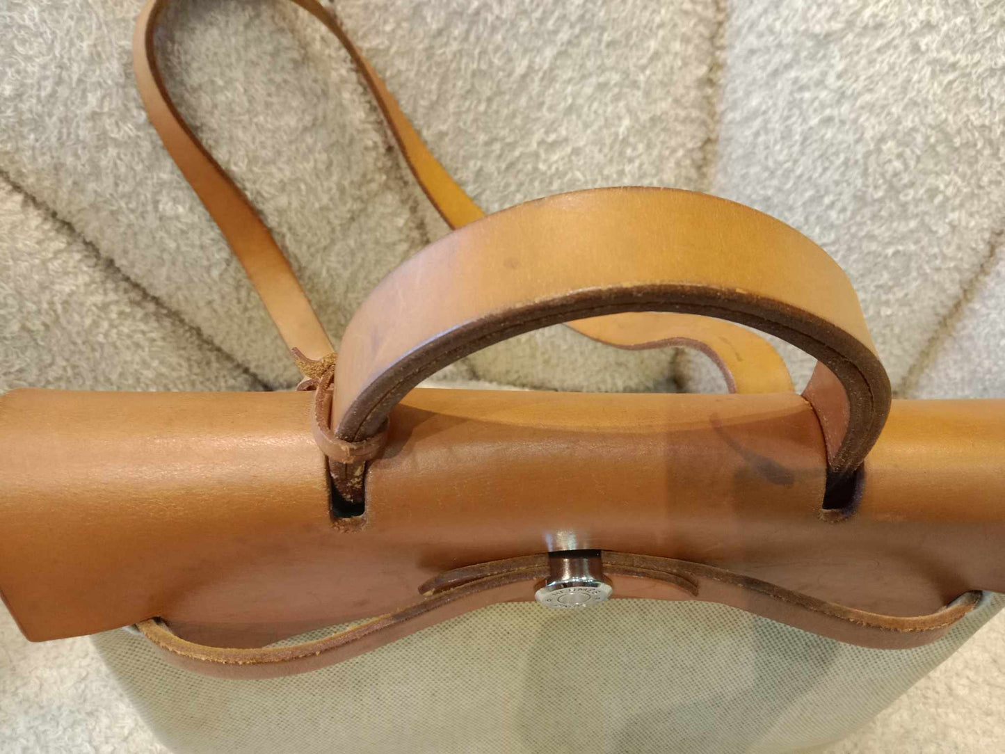 Hermes Herbag Canvas Beige/Brown Stamp B Square 1998
