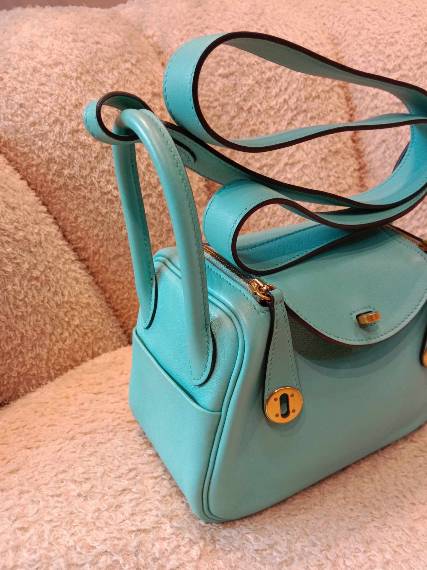 Hermes Mini Lindy Tiffany Blue Stamp Y 2020