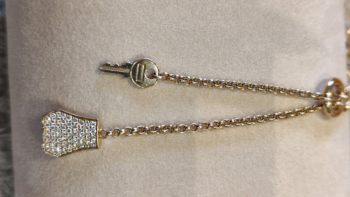 Hermes Kelly Clochette Diamond/Gold Necklace Fullset