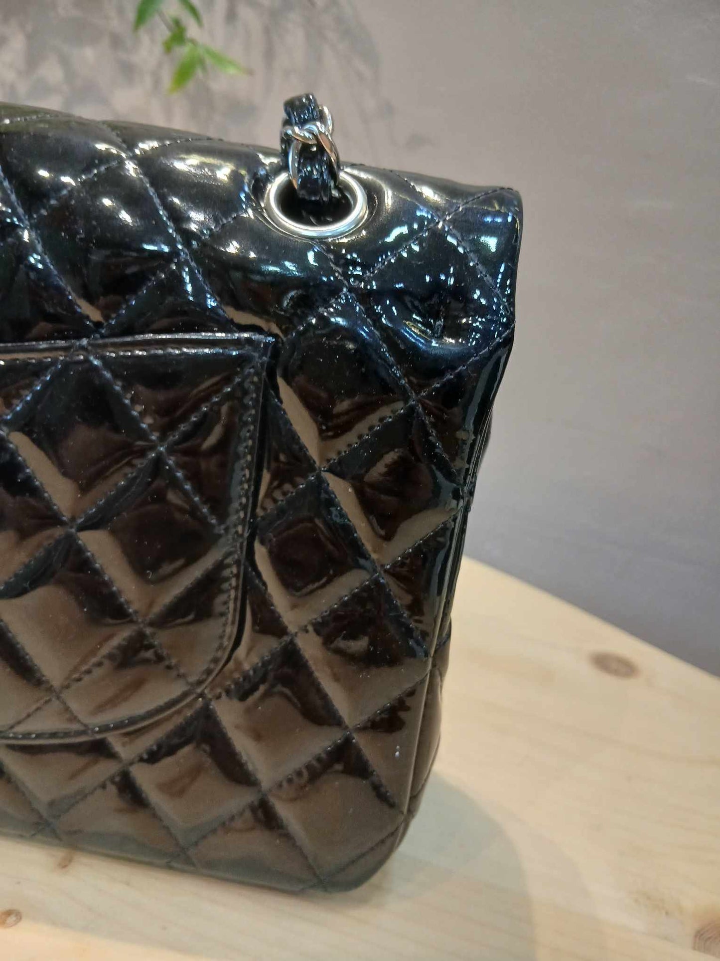 Chanel Classic Quilted Patent Double Flap Bag Black Medium Series 20