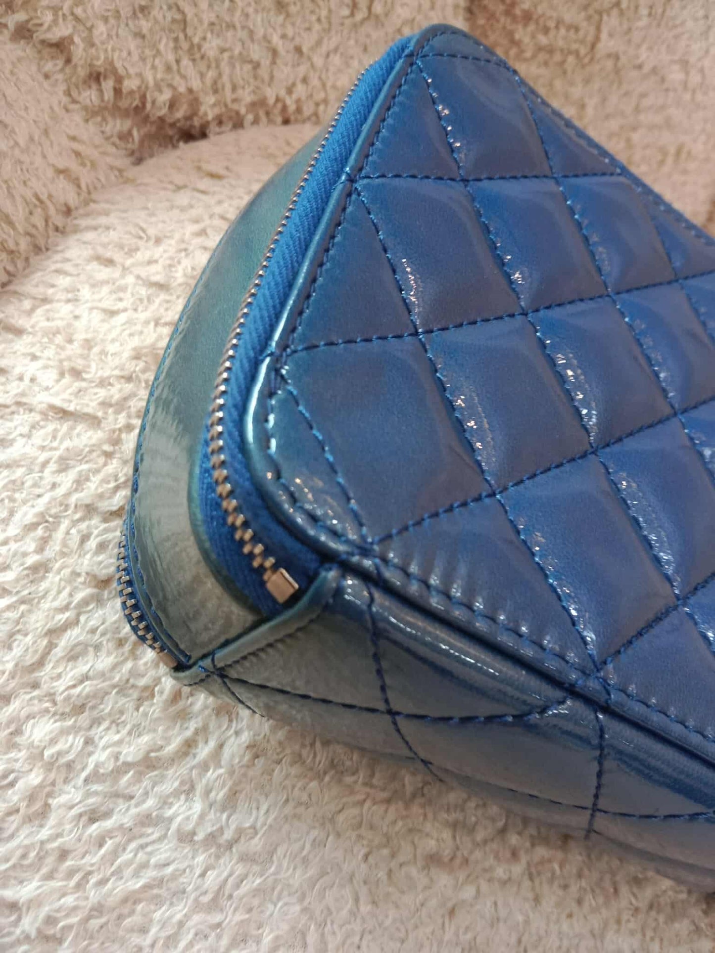 Chanel Blue Quilted Patent Leather Camera Bag Blue Series 20
