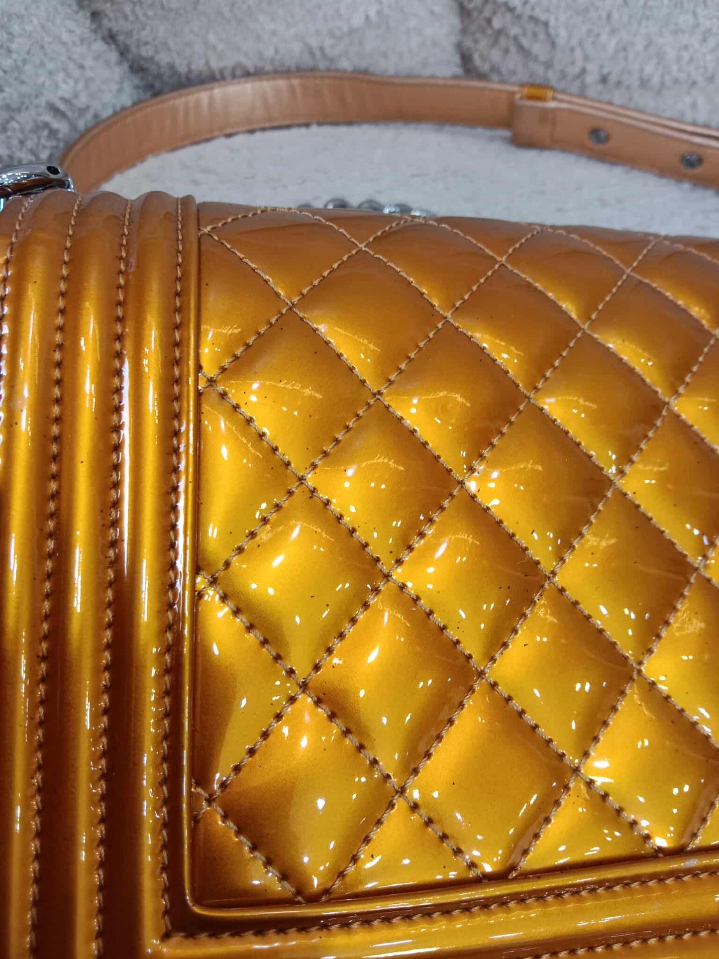 Chanel Quilted Patent Leboy Bronze Series 19