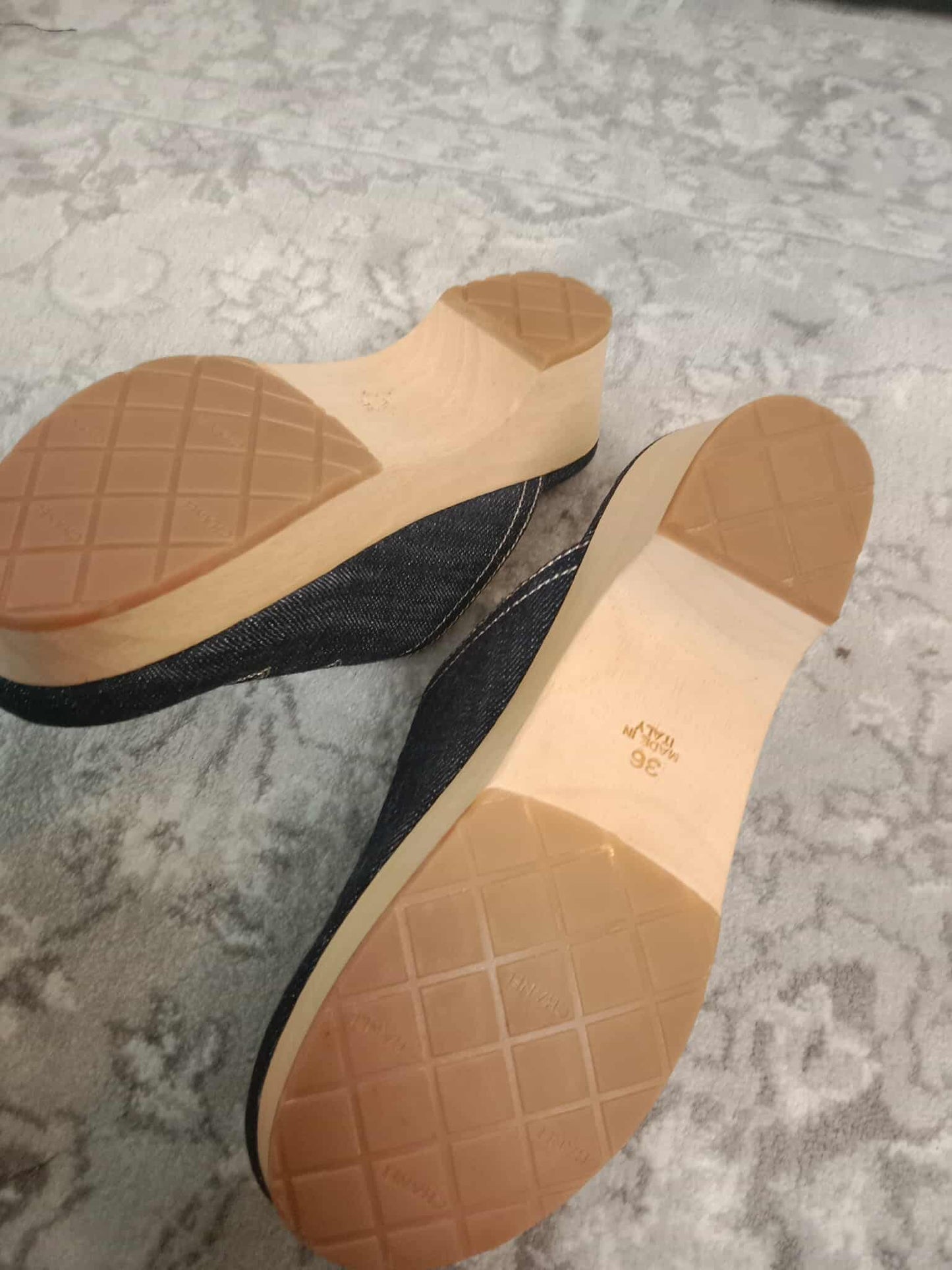 Chanel Sabot Coco Mark Denim Vintage Sandals Size 36