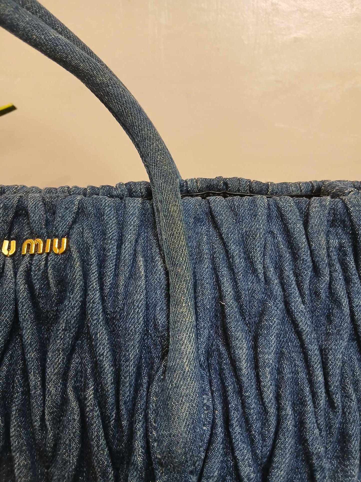 Miu Miu Matelasse Denim Tote Blue