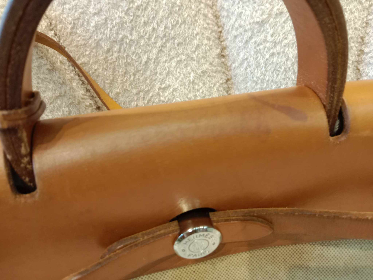 Hermes Herbag Canvas Beige/Brown Stamp B Square 1998