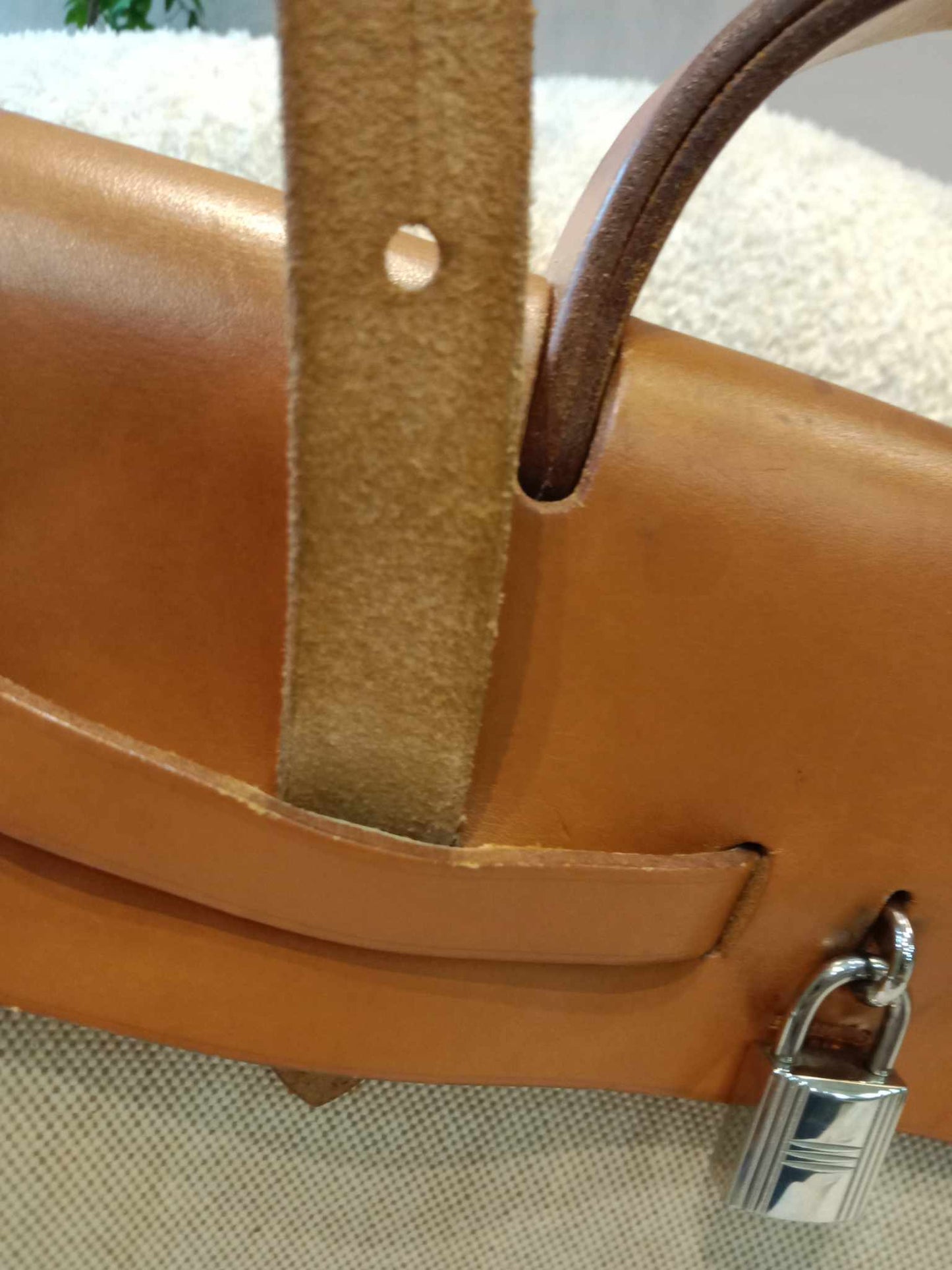 Hermes Herbag Canvas Beige/Brown Stamp B Square 1998