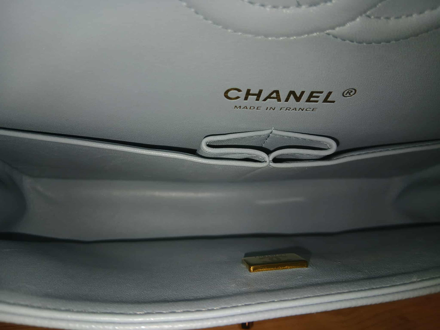 Chanel Quilted Double Flap Powder Blue Medium Caviar Microchipped