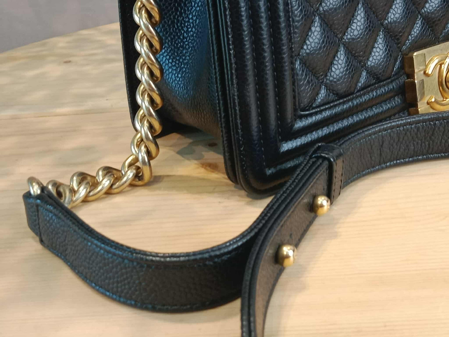 Chanel Leboy Old Medium Quilted Caviar Black Series 25