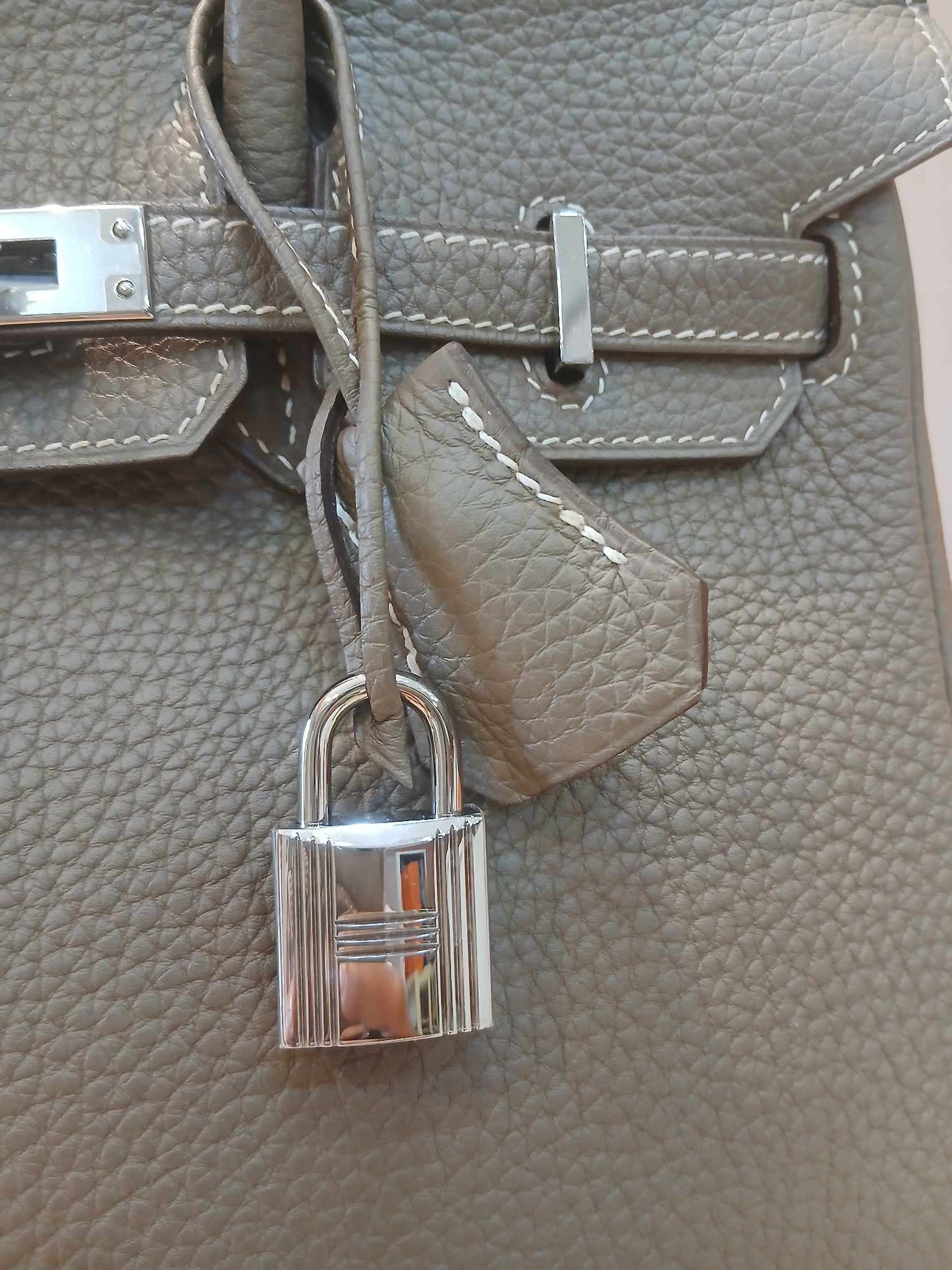 Hermes Birkin 25 Etoupe Clemence Stamp A 2017