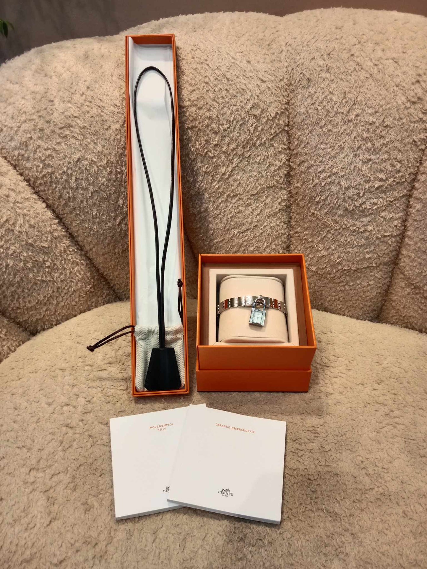 Hermes Stainless Steel Diamond 16mm Kelly Quartz Watch
