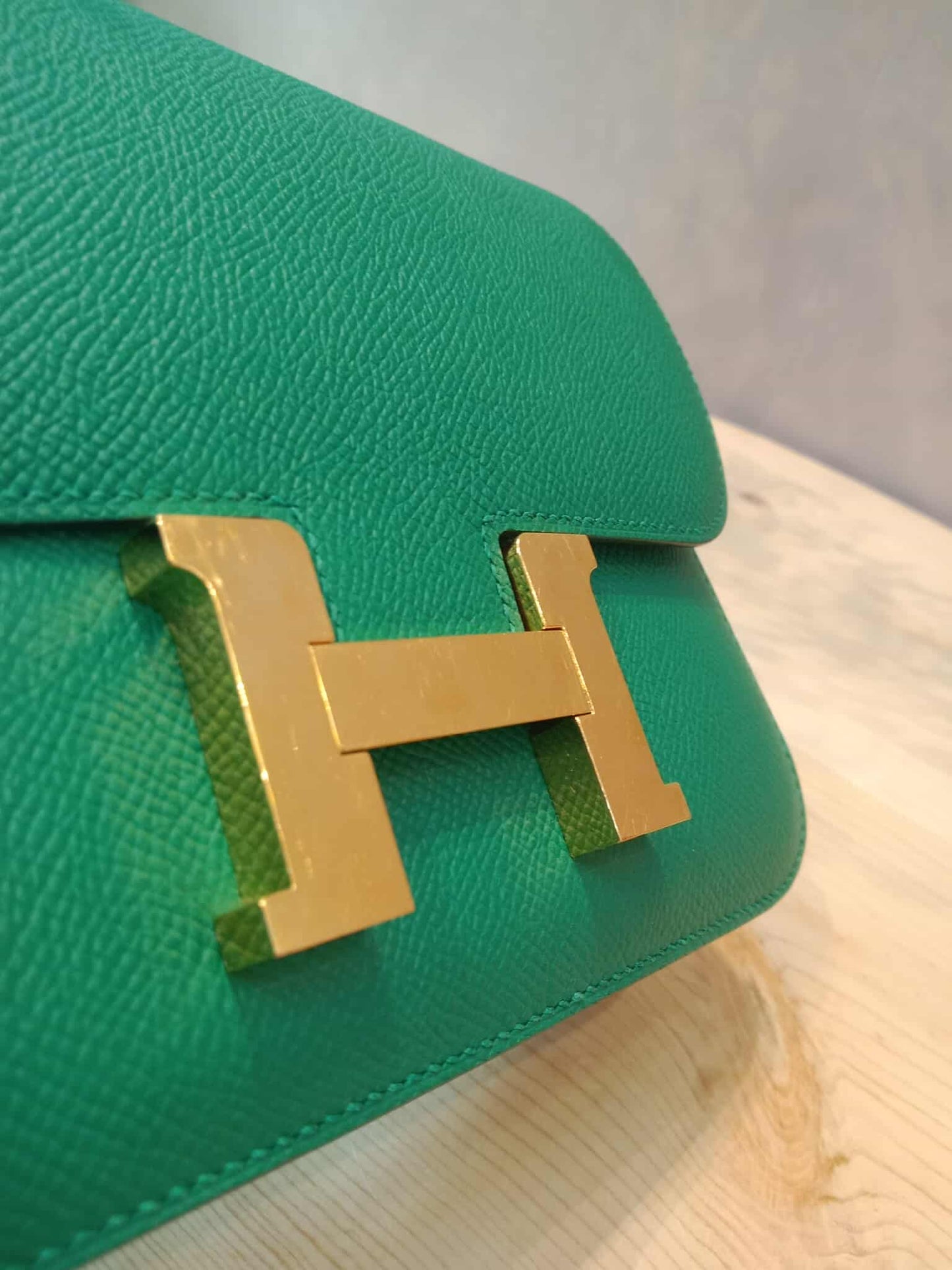 Hermes Constance 18 Green Epsom Stamp C 2018