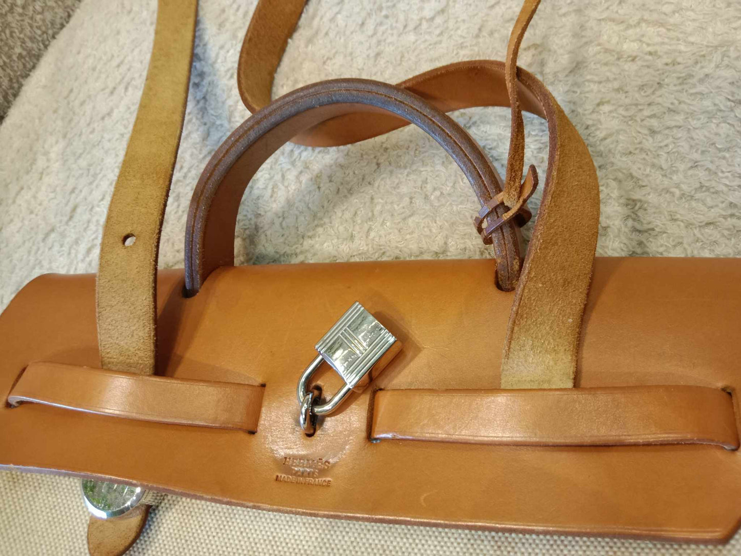 Hermes Herbag Canvas Beige/Brown Stamp B Square 1998