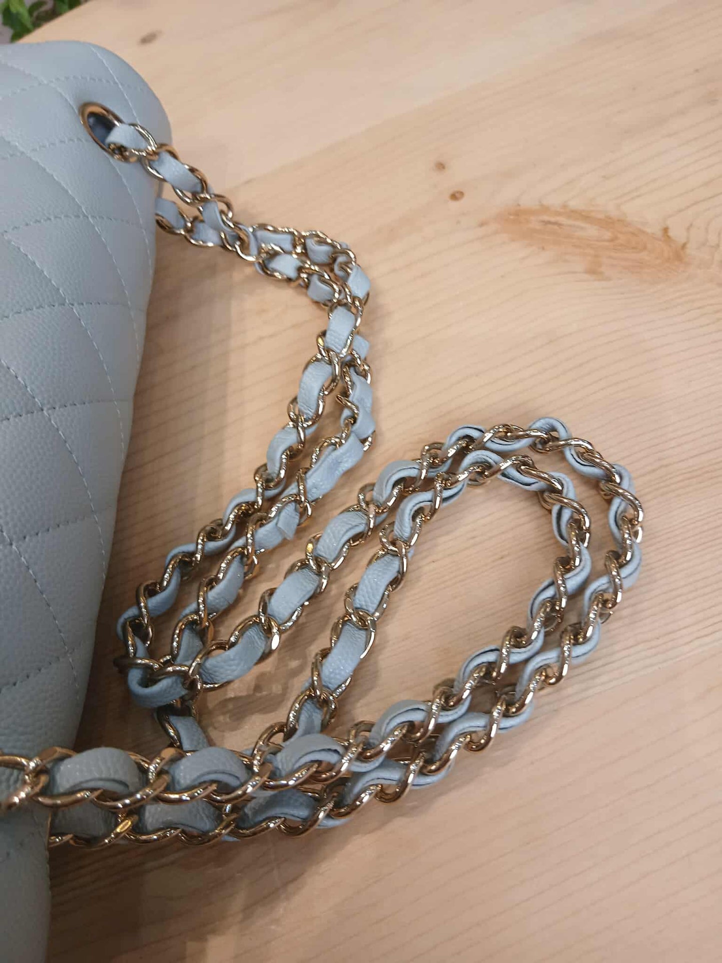 Chanel Quilted Double Flap Powder Blue Medium Caviar Microchipped