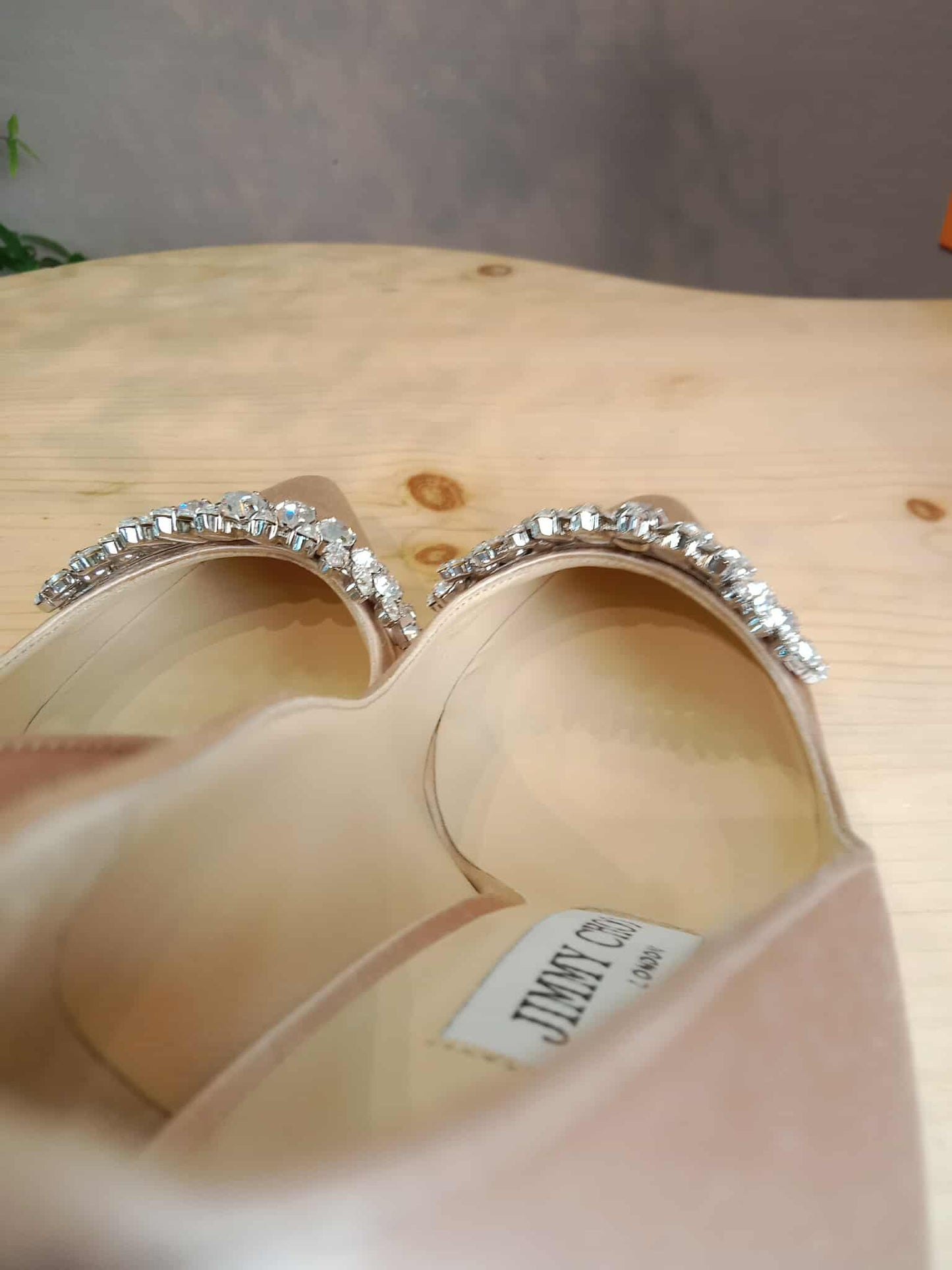 Jimmy Choo Cream Satin Crystal Embellished Pumps Size 37