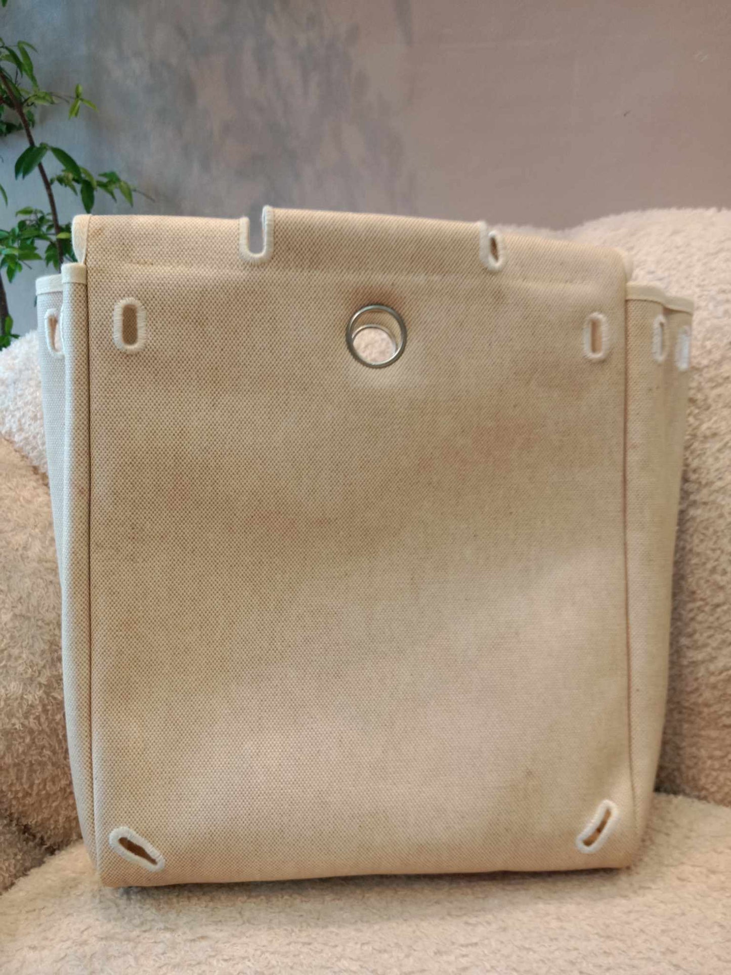 Hermes Herbag Canvas Beige/Brown Stamp B Square 1998