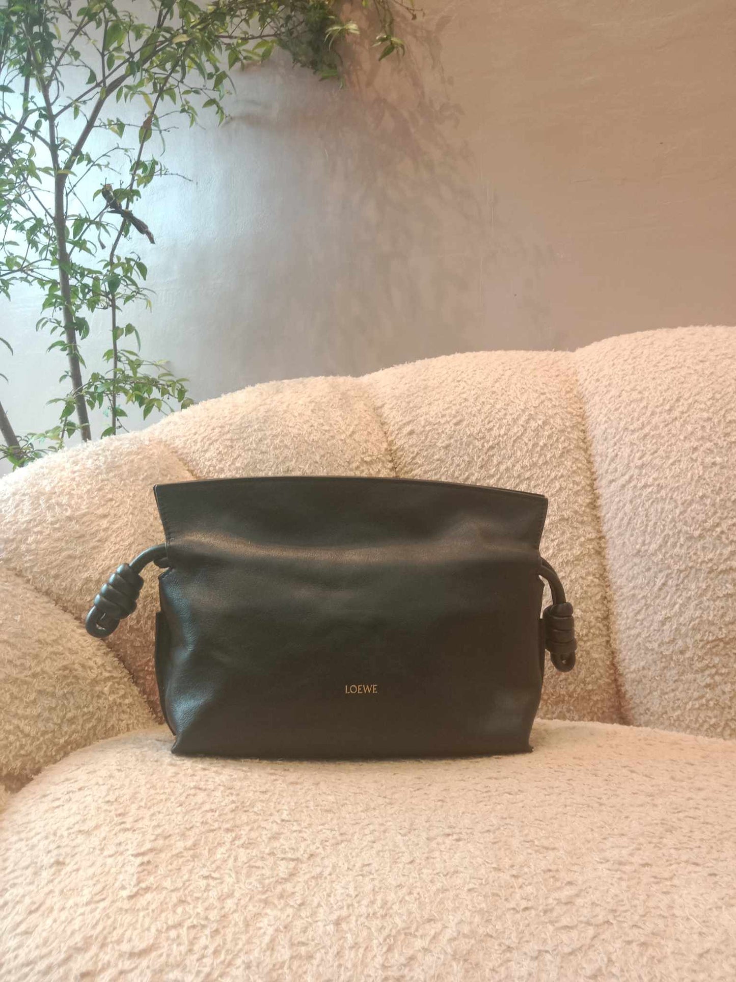 Loewe Flamenco Knot Clutch Calfskin Black