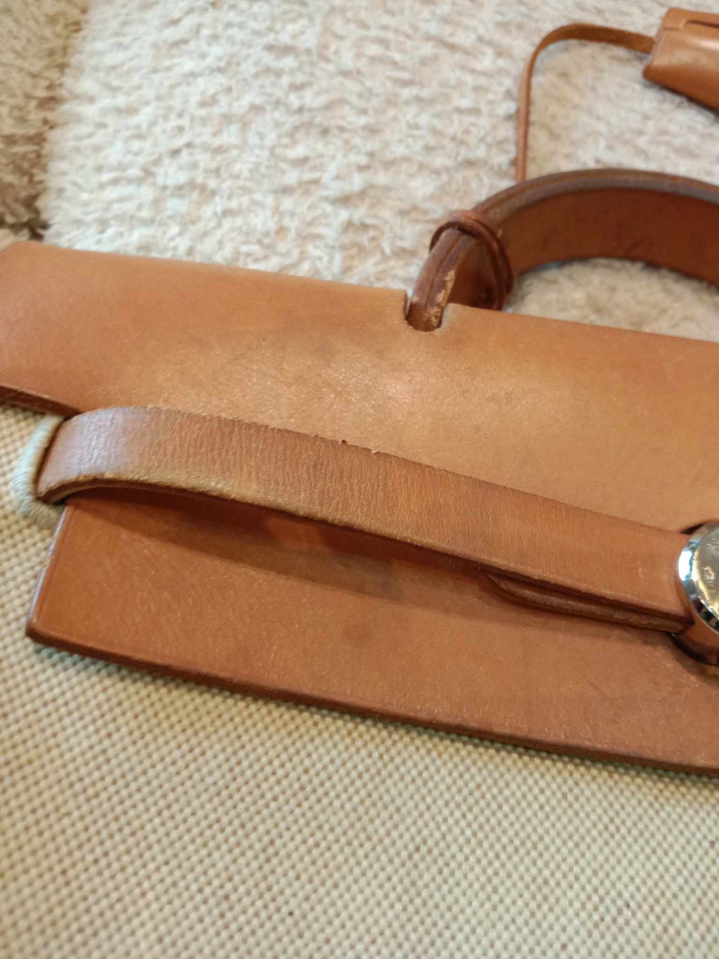 Hermes Herbag Canvas Beige/Brown Stamp B Square 1998