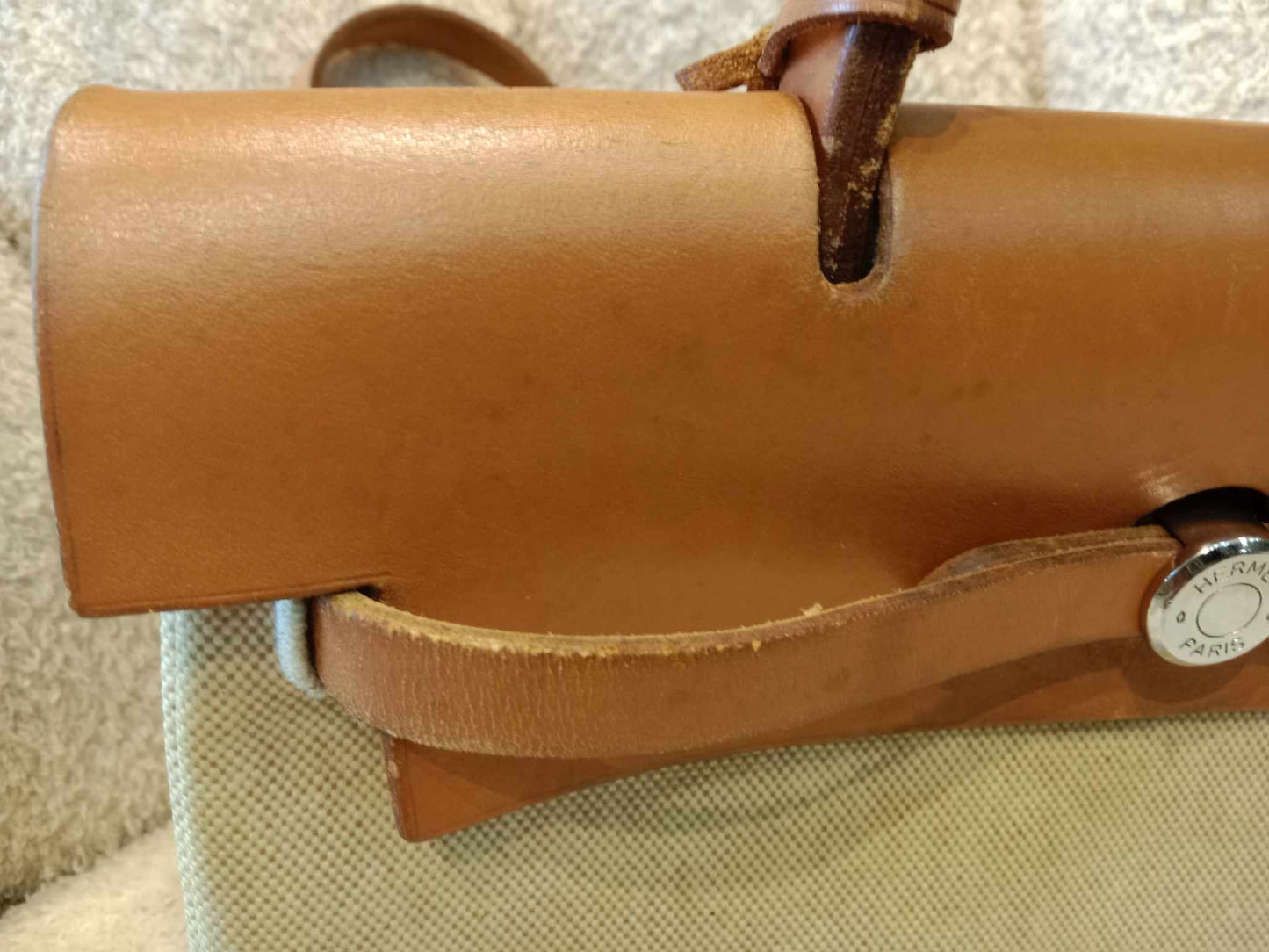 Hermes Herbag Canvas Beige/Brown Stamp B Square 1998