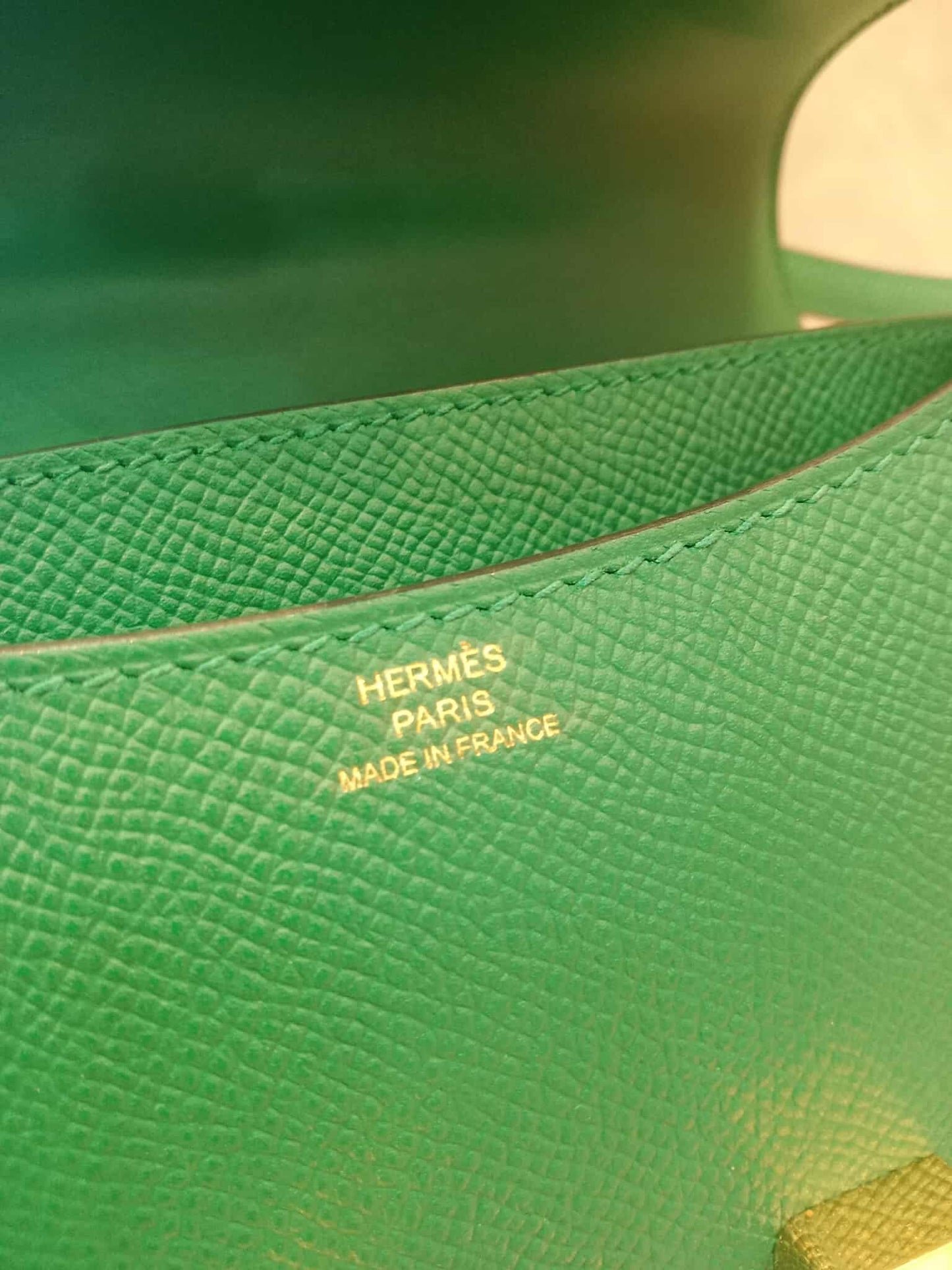 Hermes Constance 18 Green Epsom Stamp C 2018