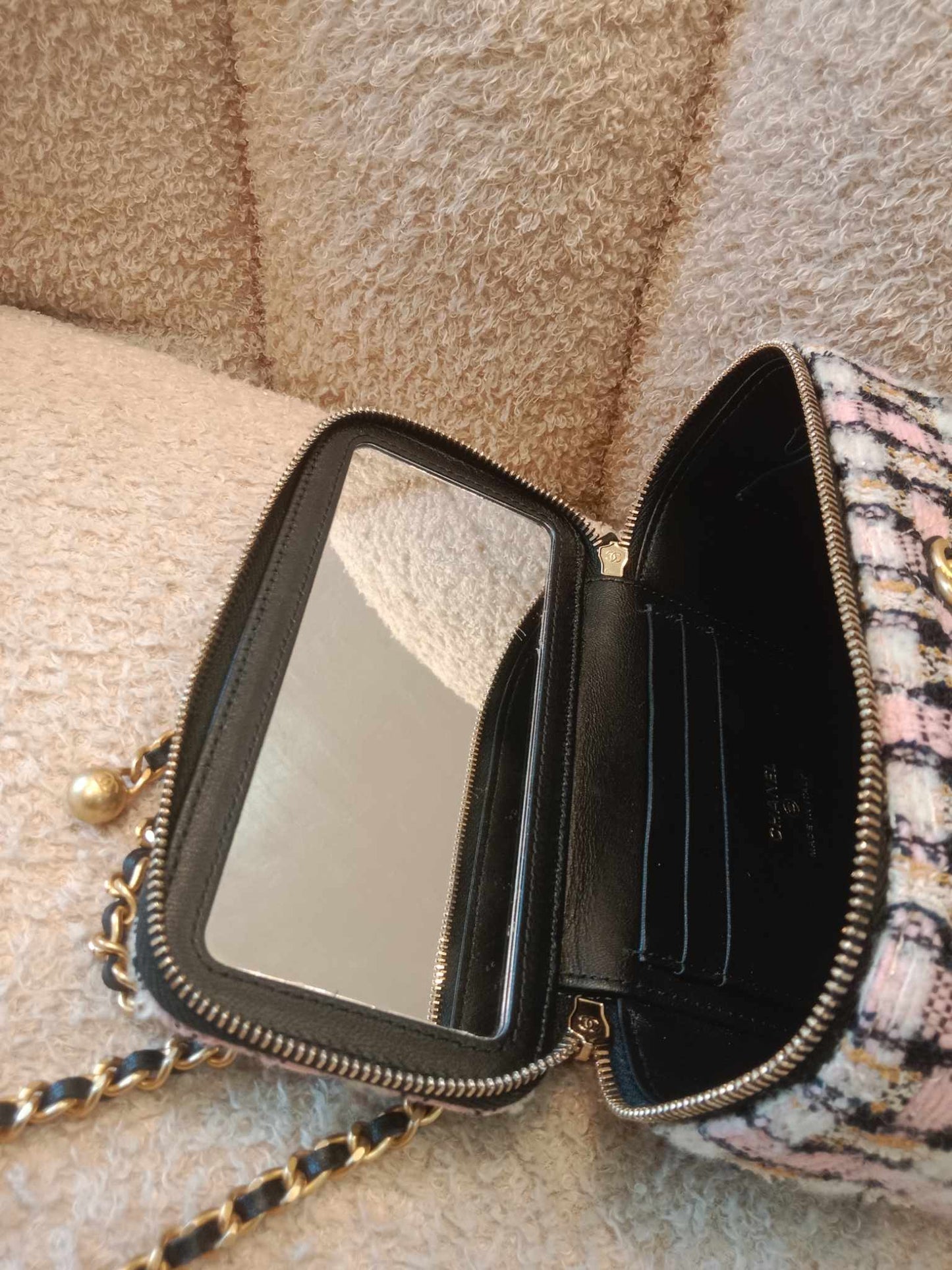 Chanel Tweed Pearlcrush Vanity Case Microchipped