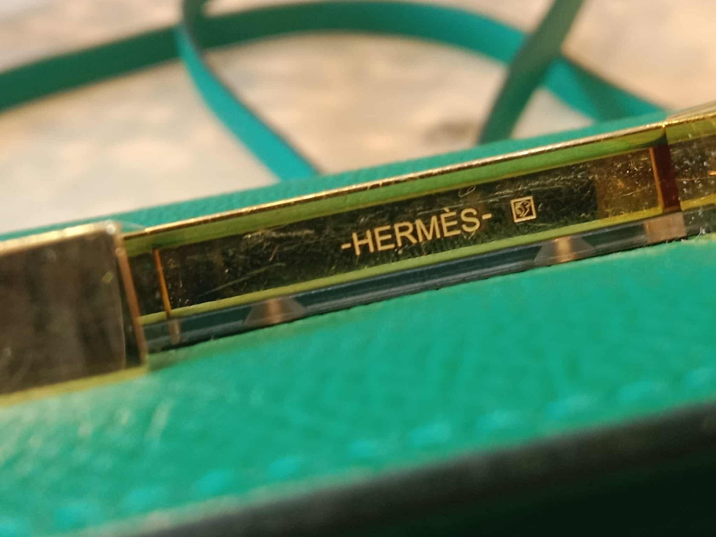 Hermes Constance 18 Green Epsom Stamp C 2018