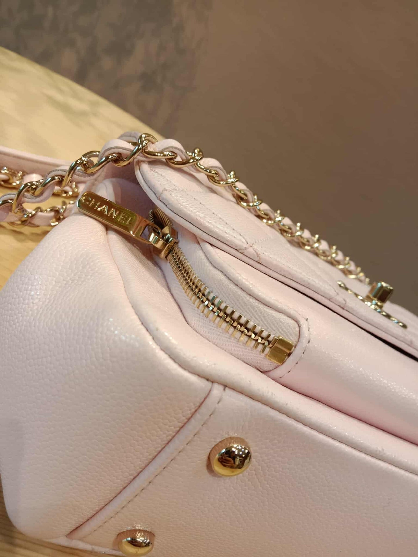 Chanel Business Affinity Light Pink Caviar Medium Microchipped