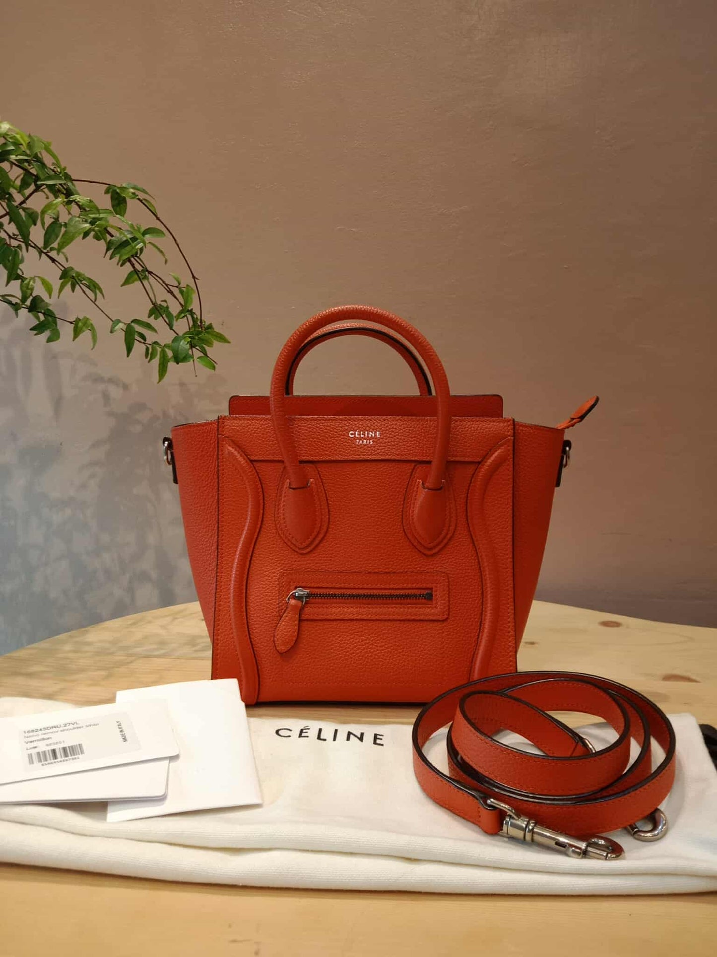 Celine Luggage Nano Red