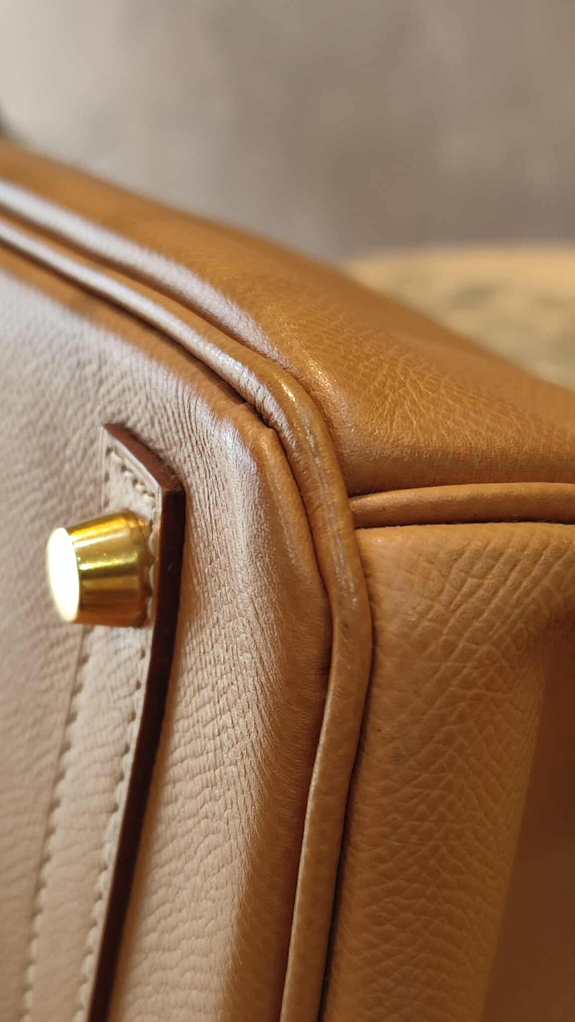 Hermes Birkin 30 Bicolor Gold/Biscuit Epsom Stamp G Square 2003 GHW