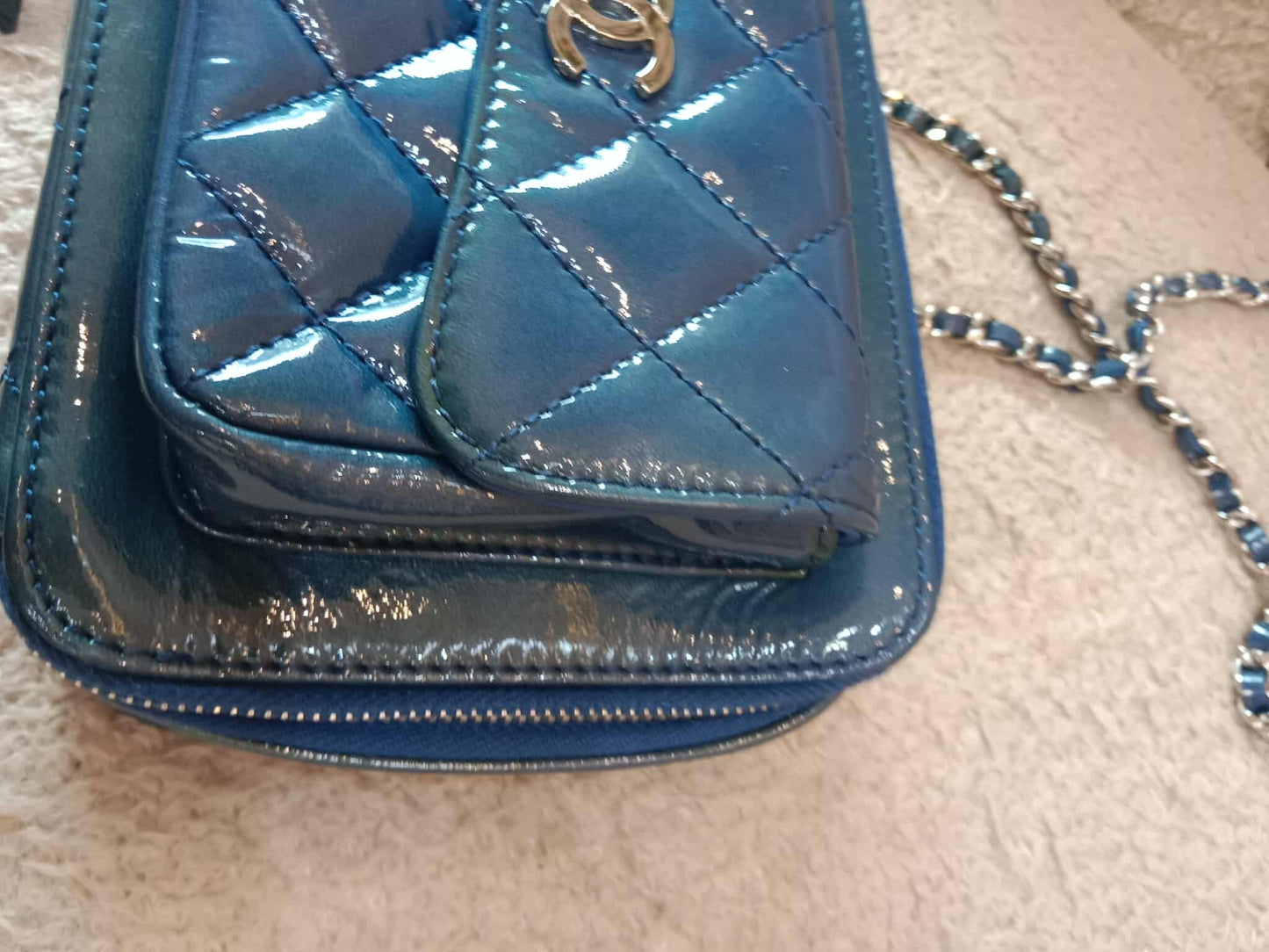 Chanel Blue Quilted Patent Leather Camera Bag Blue Series 20