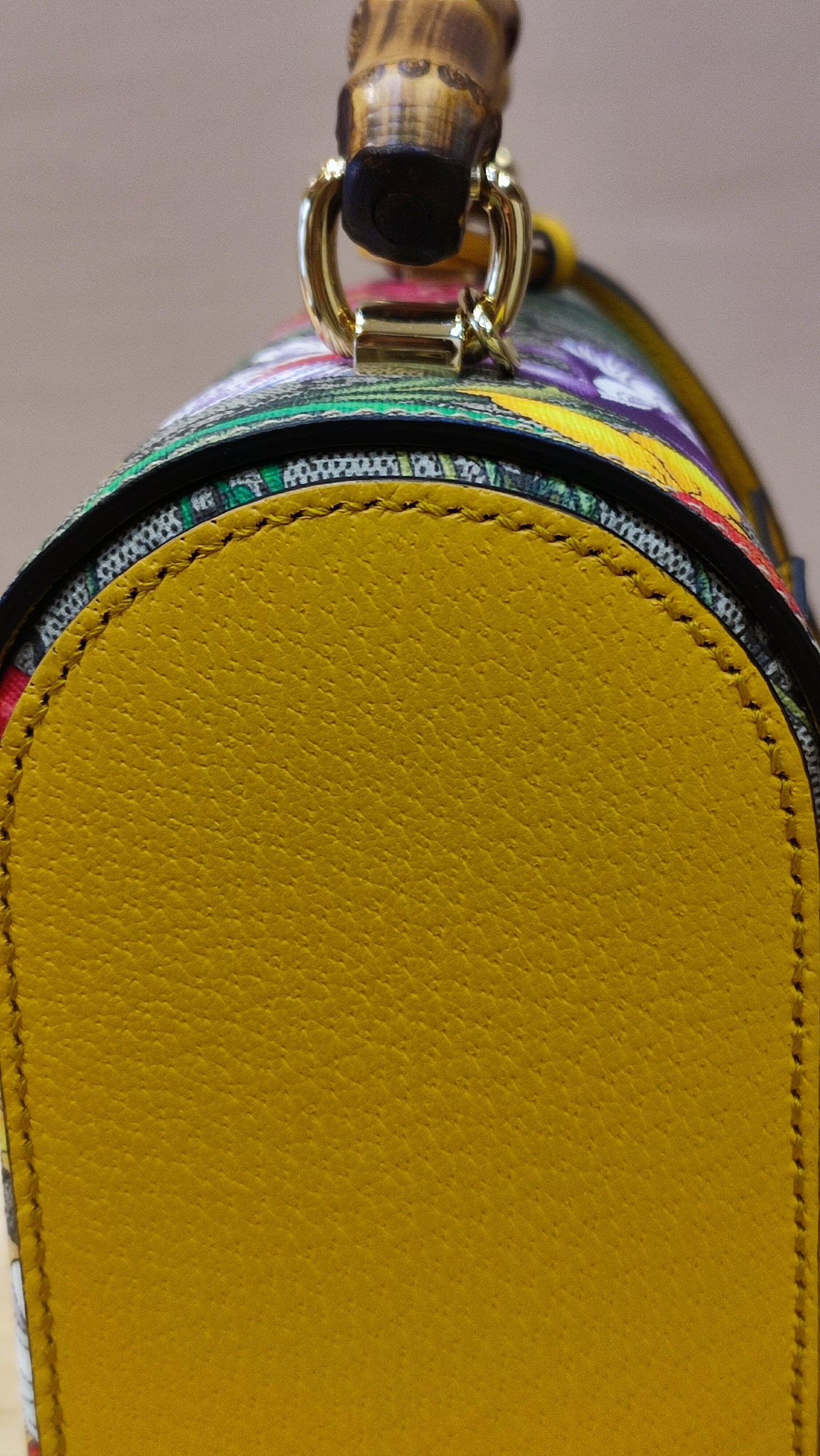 Gucci GG Floral Bamboo Bag Yellow