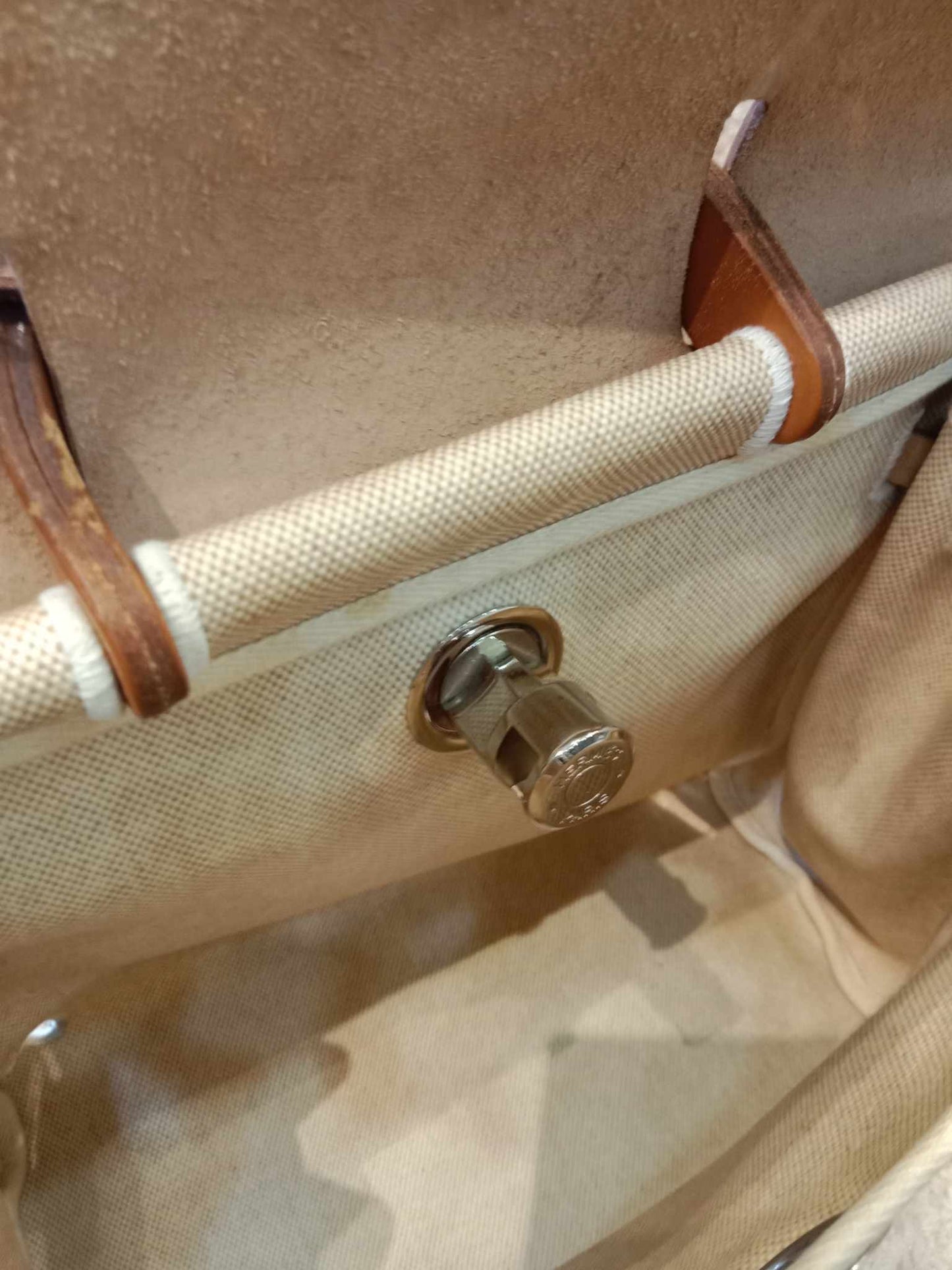 Hermes Herbag Canvas Beige/Brown Stamp B Square 1998