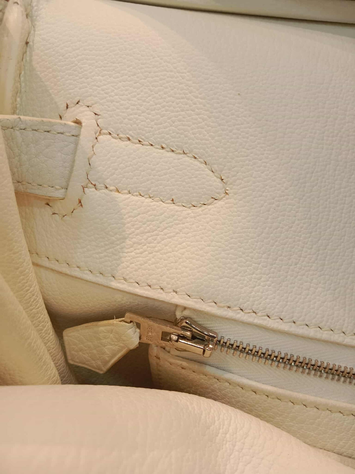 Hermes Birkin 35 White Clemence Stamp N Square 2010