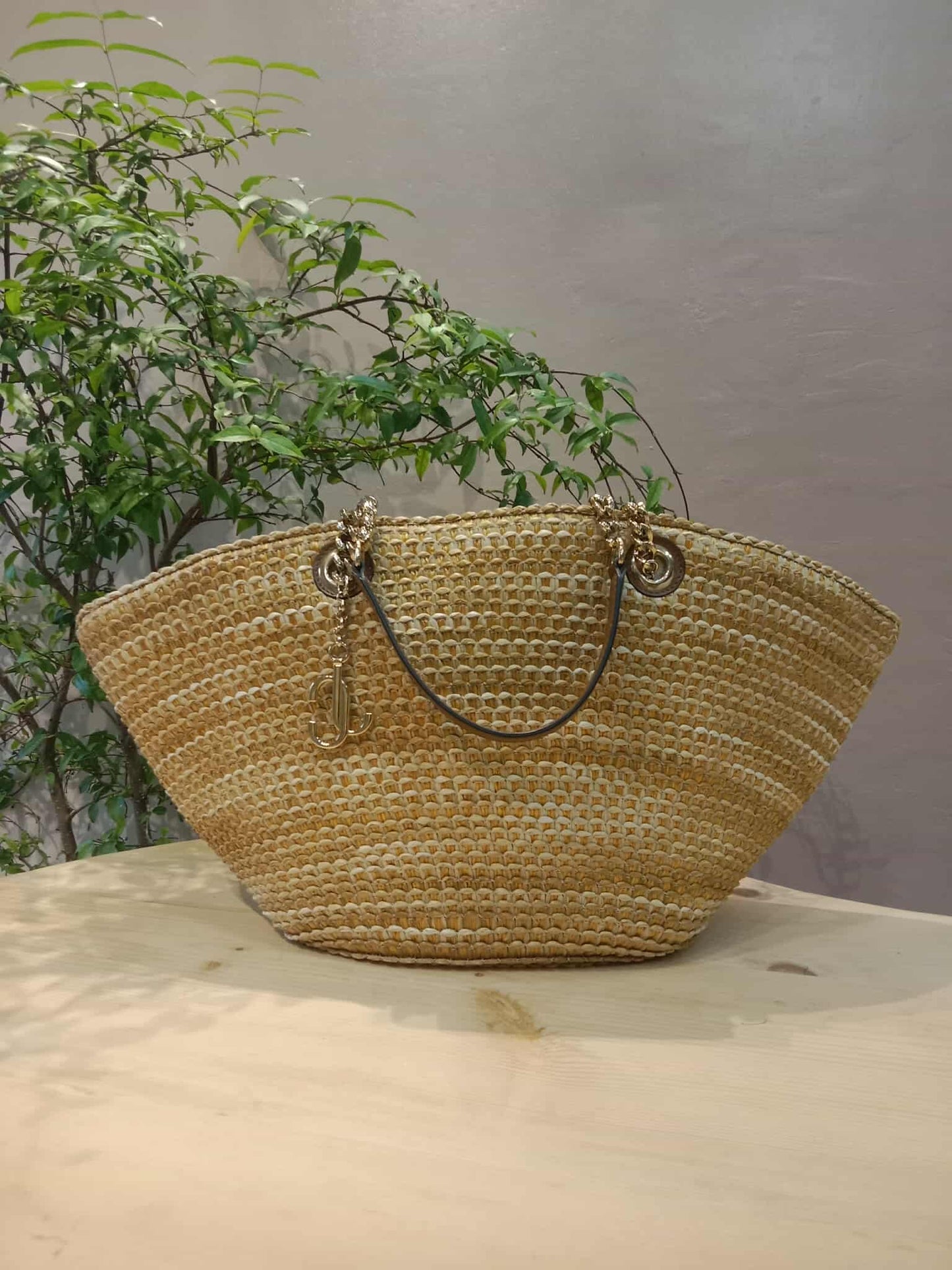 Jimmy Choo Mari Woven Raffia Tote Handbag