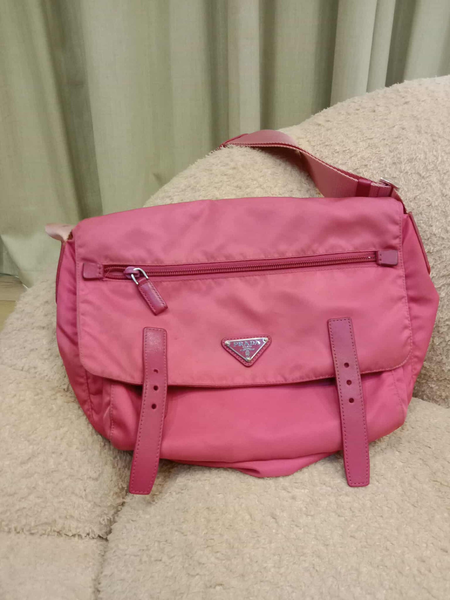 Prada Pink Tessuto Nylon/Leather Messenger Bag