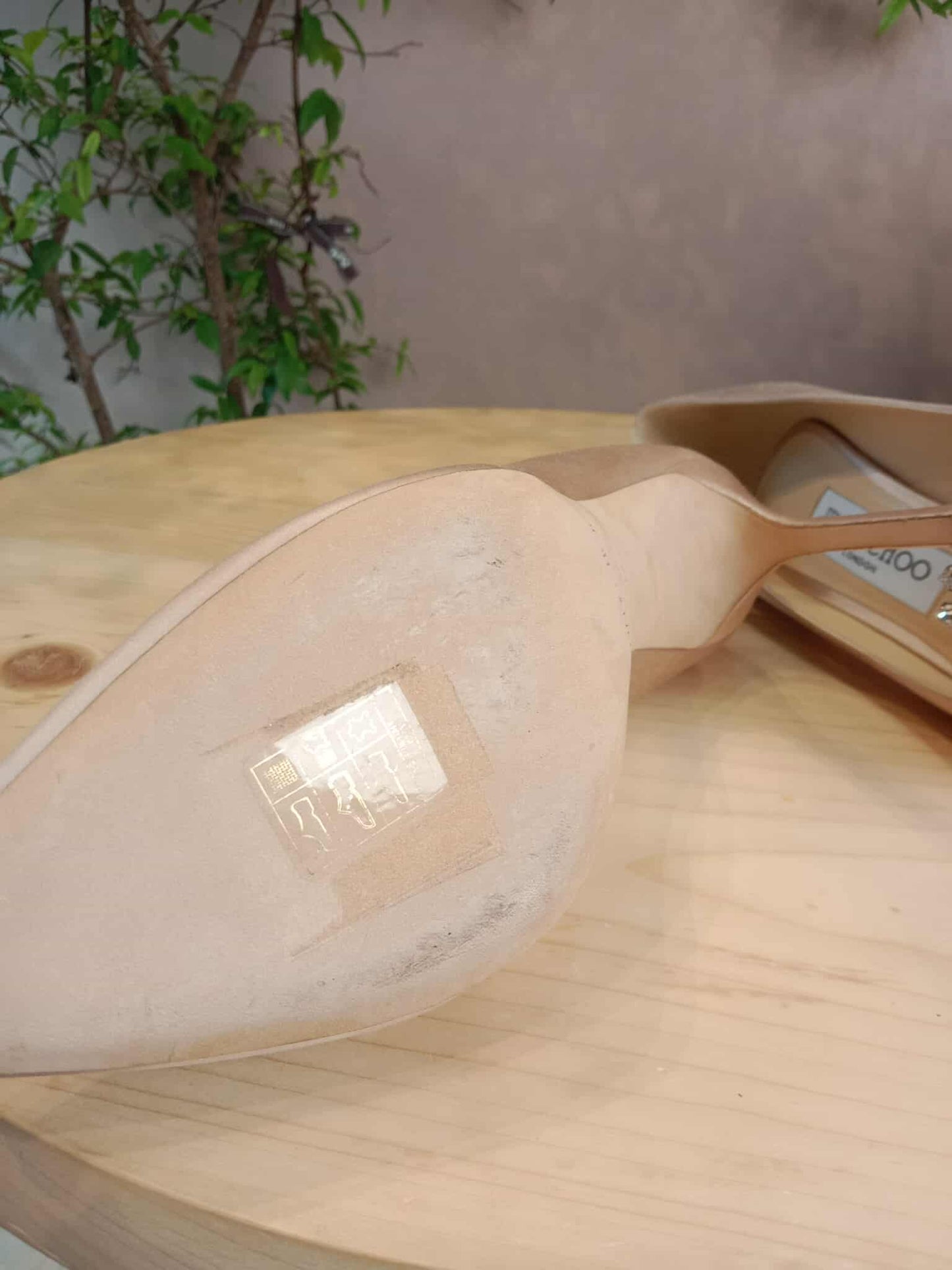 Jimmy Choo Cream Satin Crystal Embellished Pumps Size 37