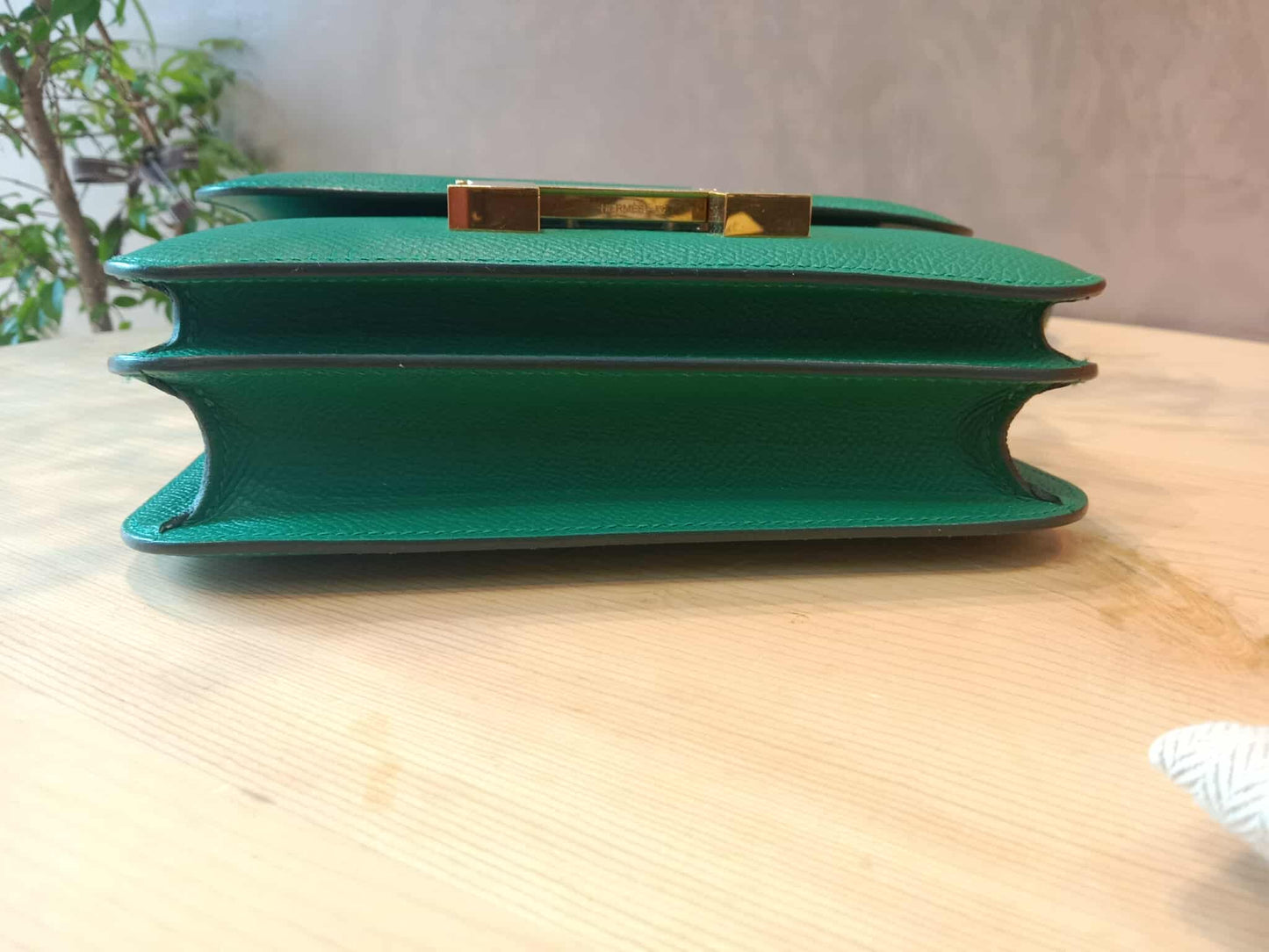 Hermes Constance 18 Green Epsom Stamp C 2018