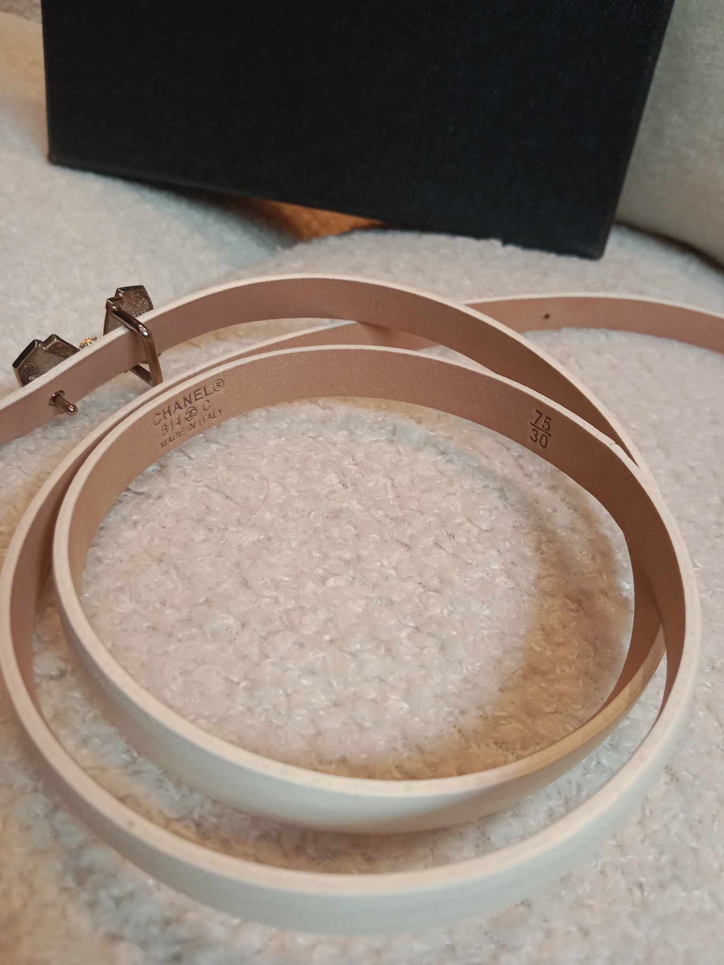 Chanel White Slim Belt