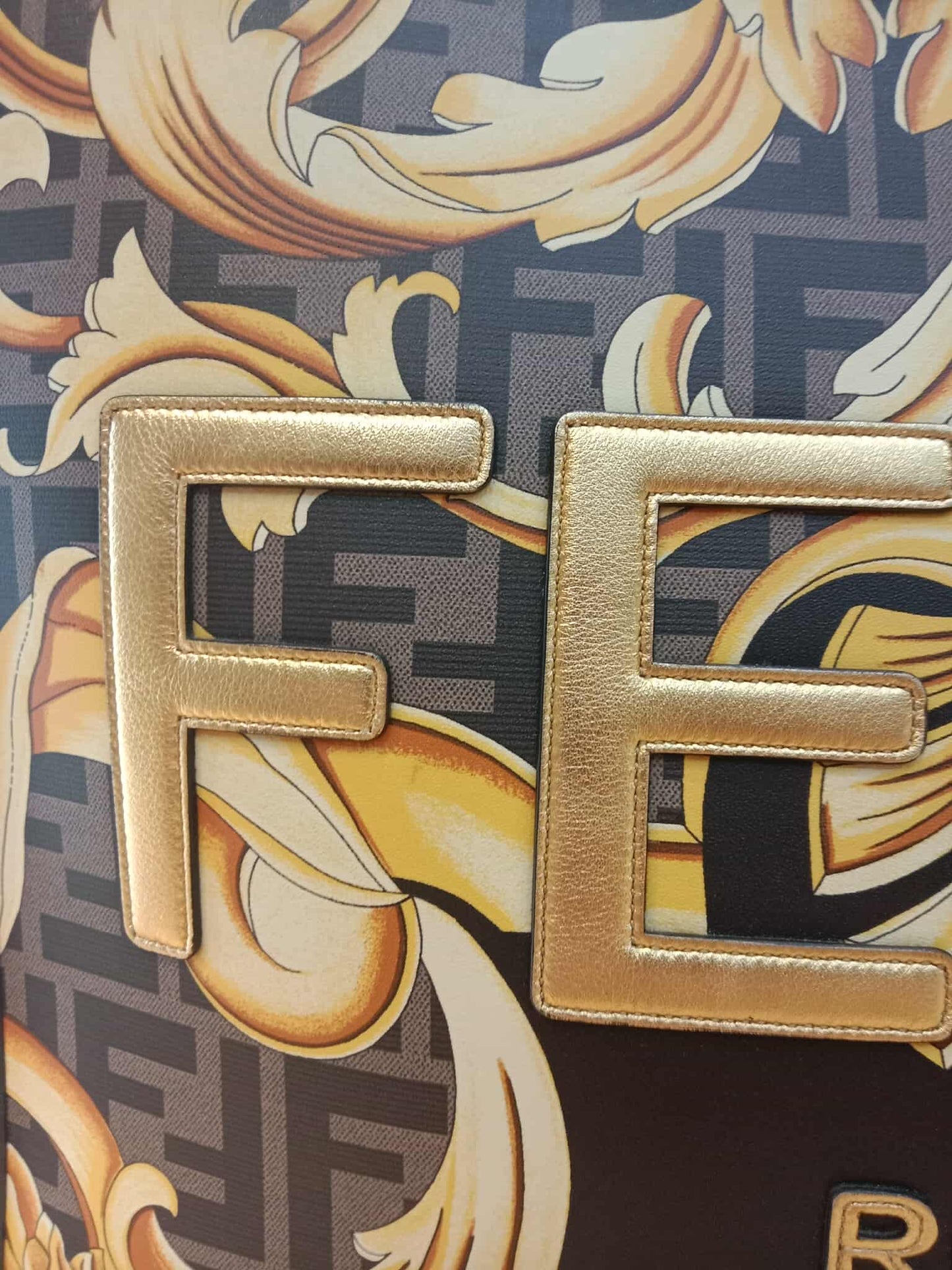 Fendi x Versace Fendace Baroque Print Sunshine Shopper Tote Satchel