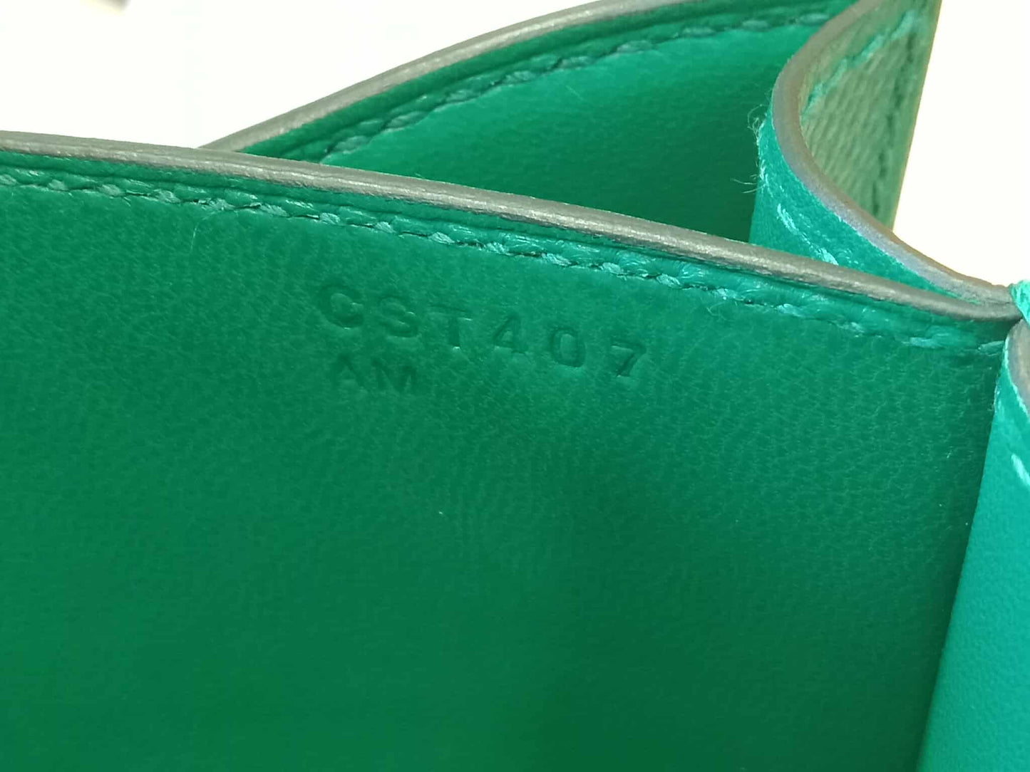Hermes Constance 18 Green Epsom Stamp C 2018