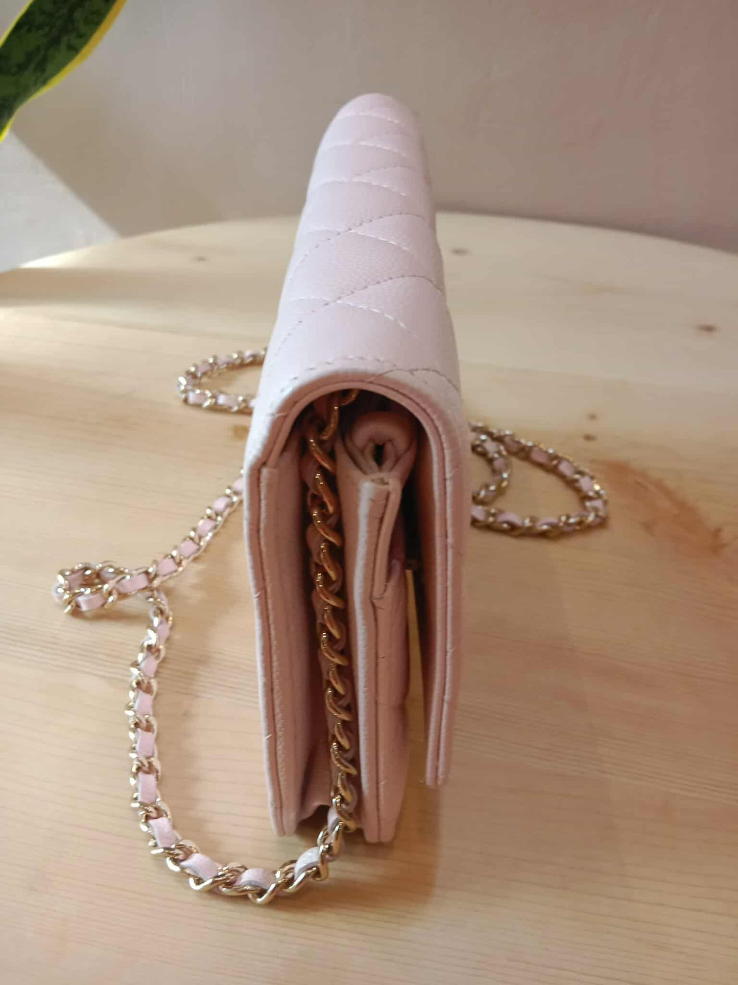 Chanel CC Wallet on Chain Light Pink Microchipped