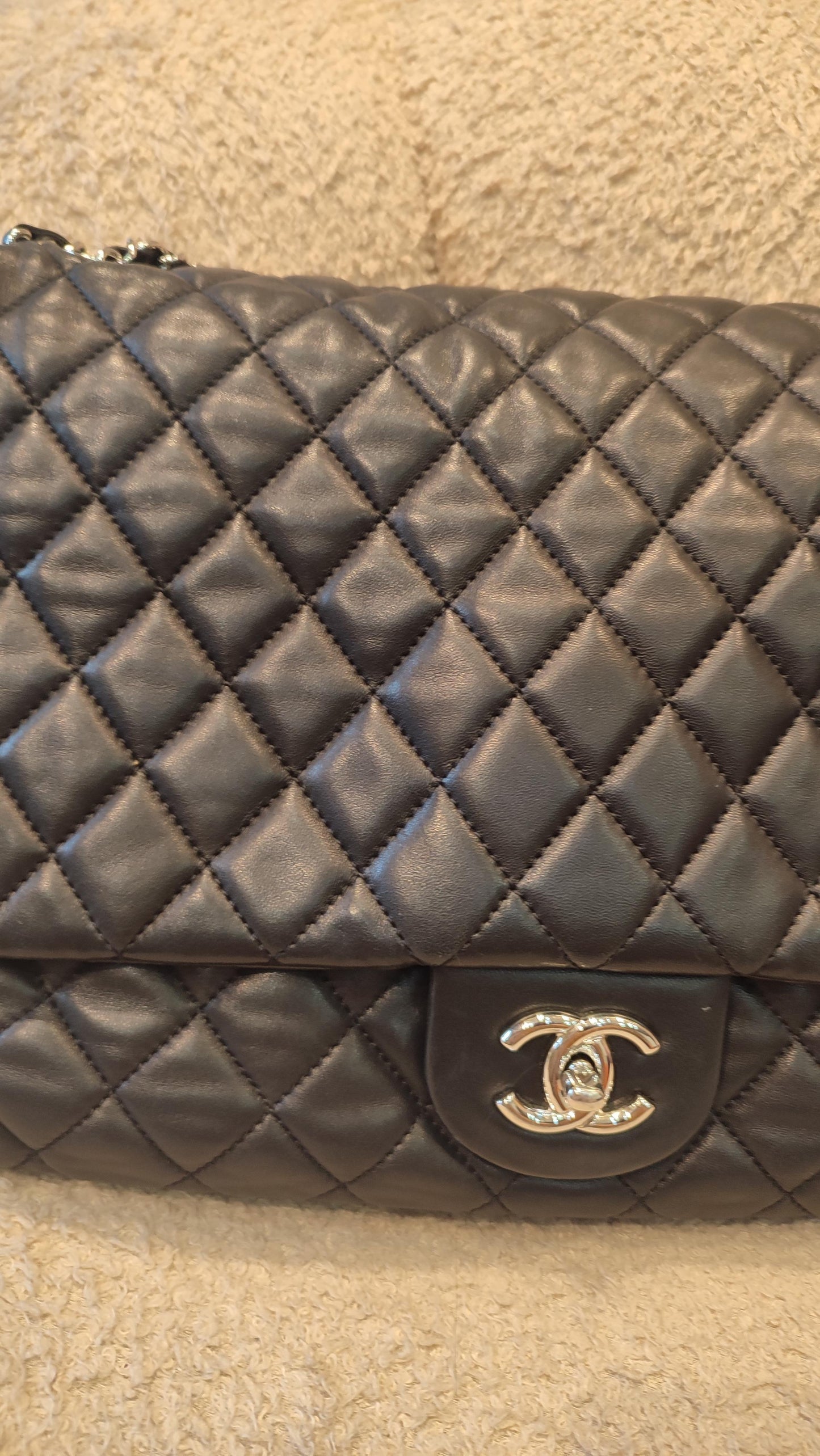Chanel Coco Rain Single XXL Flap Lambskin Black Series 14