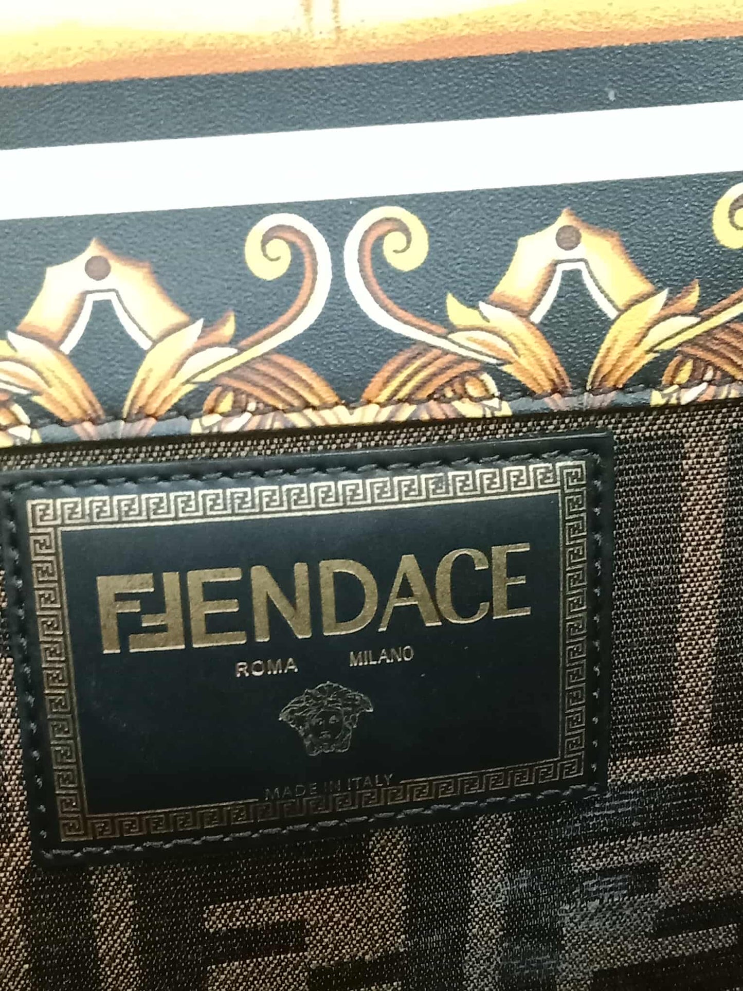 Fendi x Versace Fendace Baroque Print Sunshine Shopper Tote Satchel
