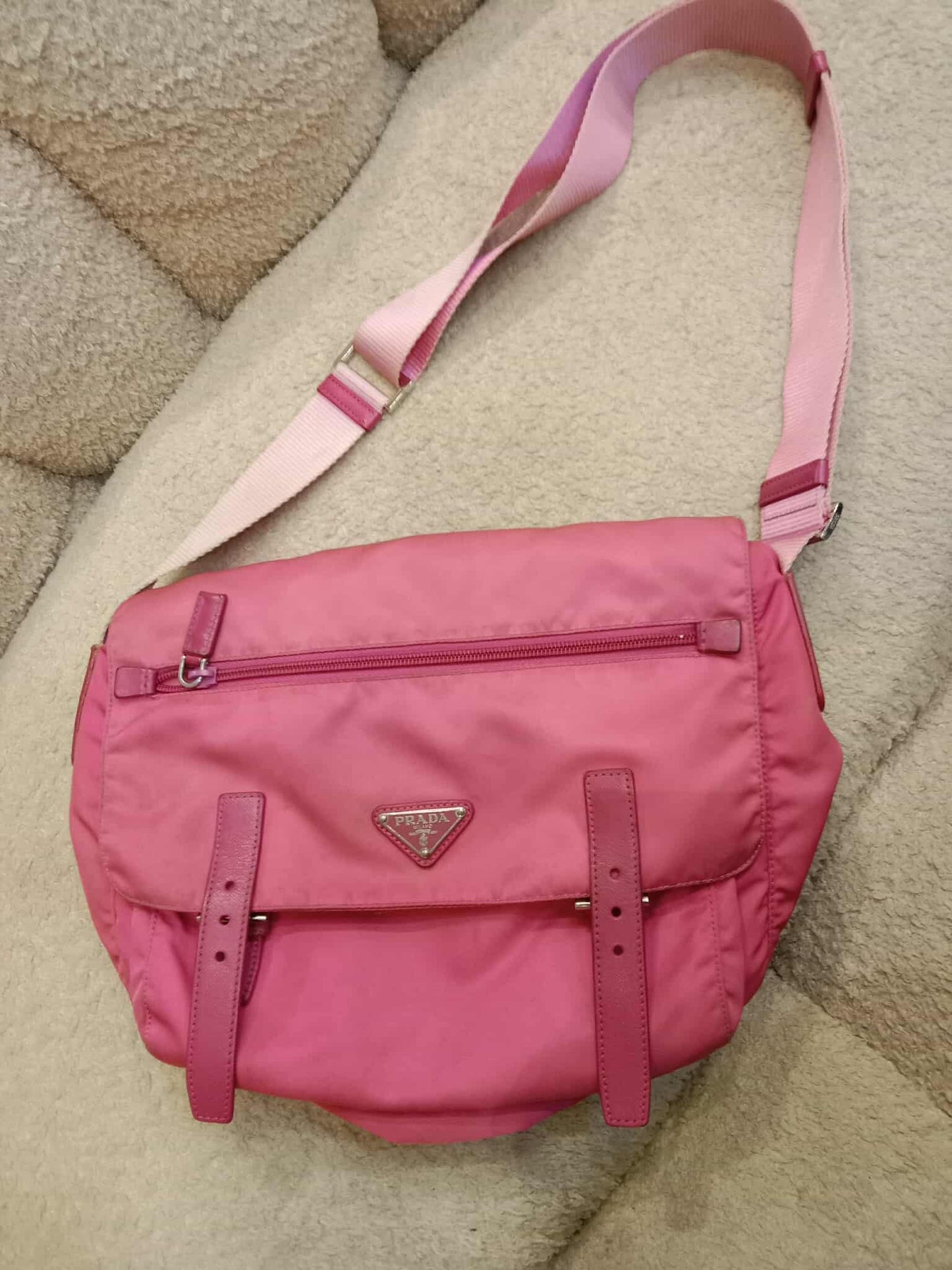 Prada Pink Tessuto Nylon/Leather Messenger Bag