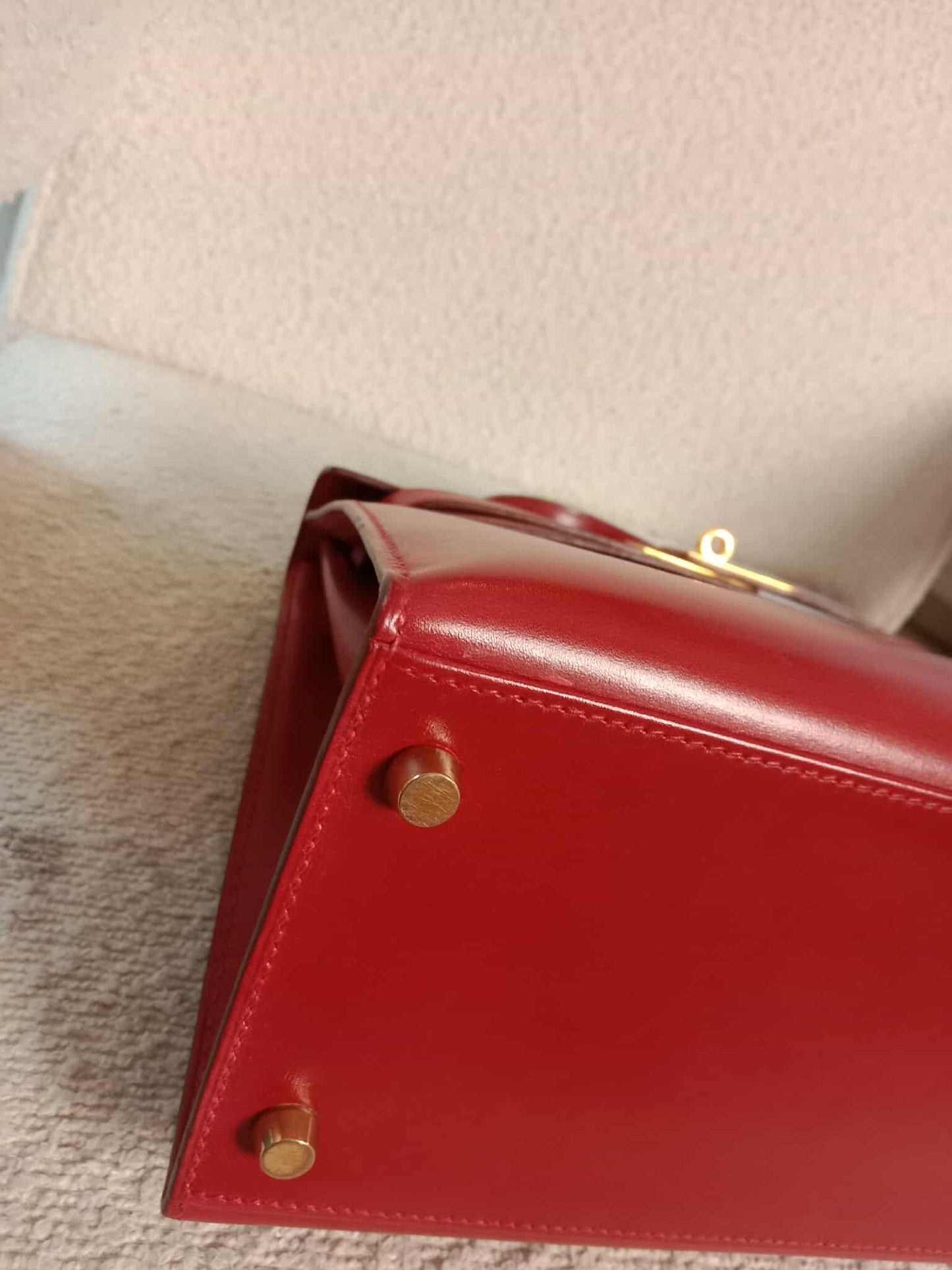 Hermes Kelly 28 Calfbox Leather Rouge VIF Stamp F Square 2002