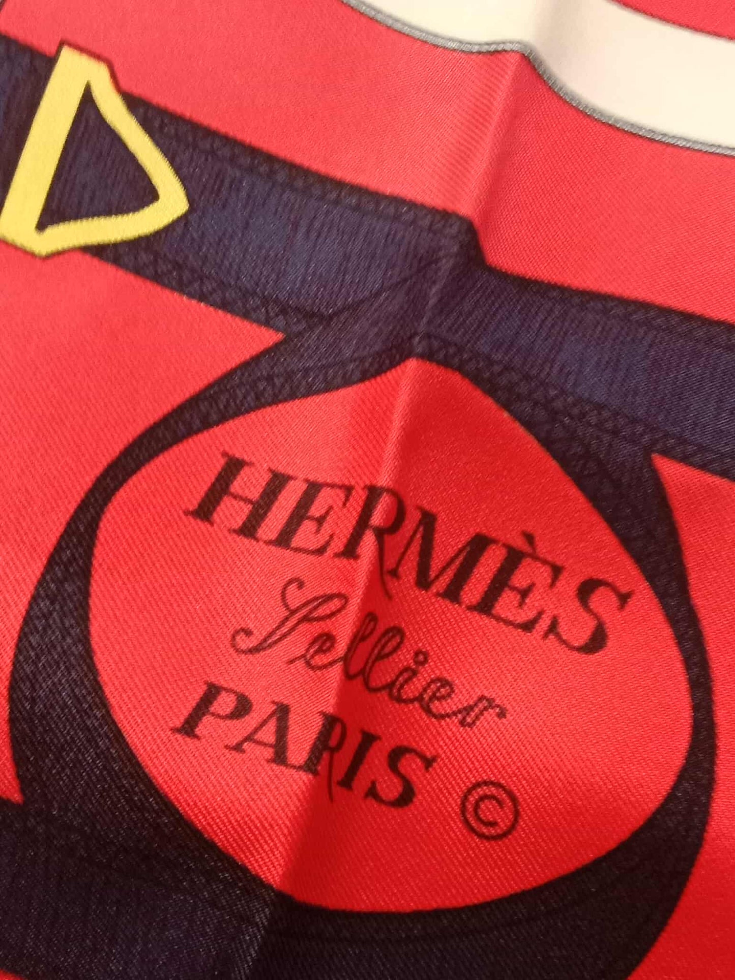 Hermes Carre 90 Eperon Dor Golden Spur Silk Scarf