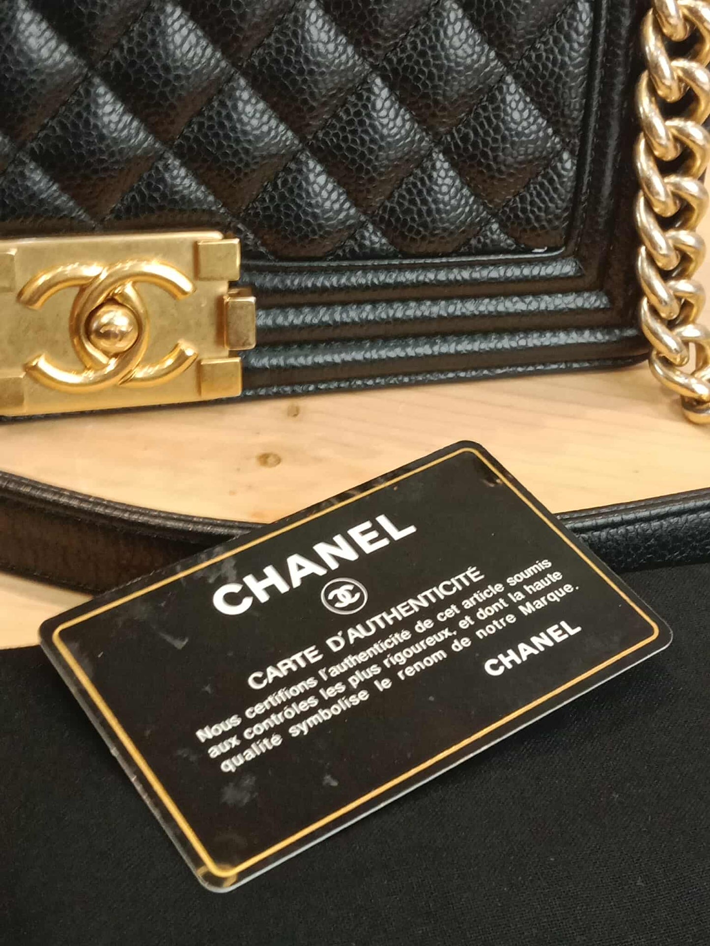 Chanel Leboy Old Medium Quilted Caviar Black Series 25