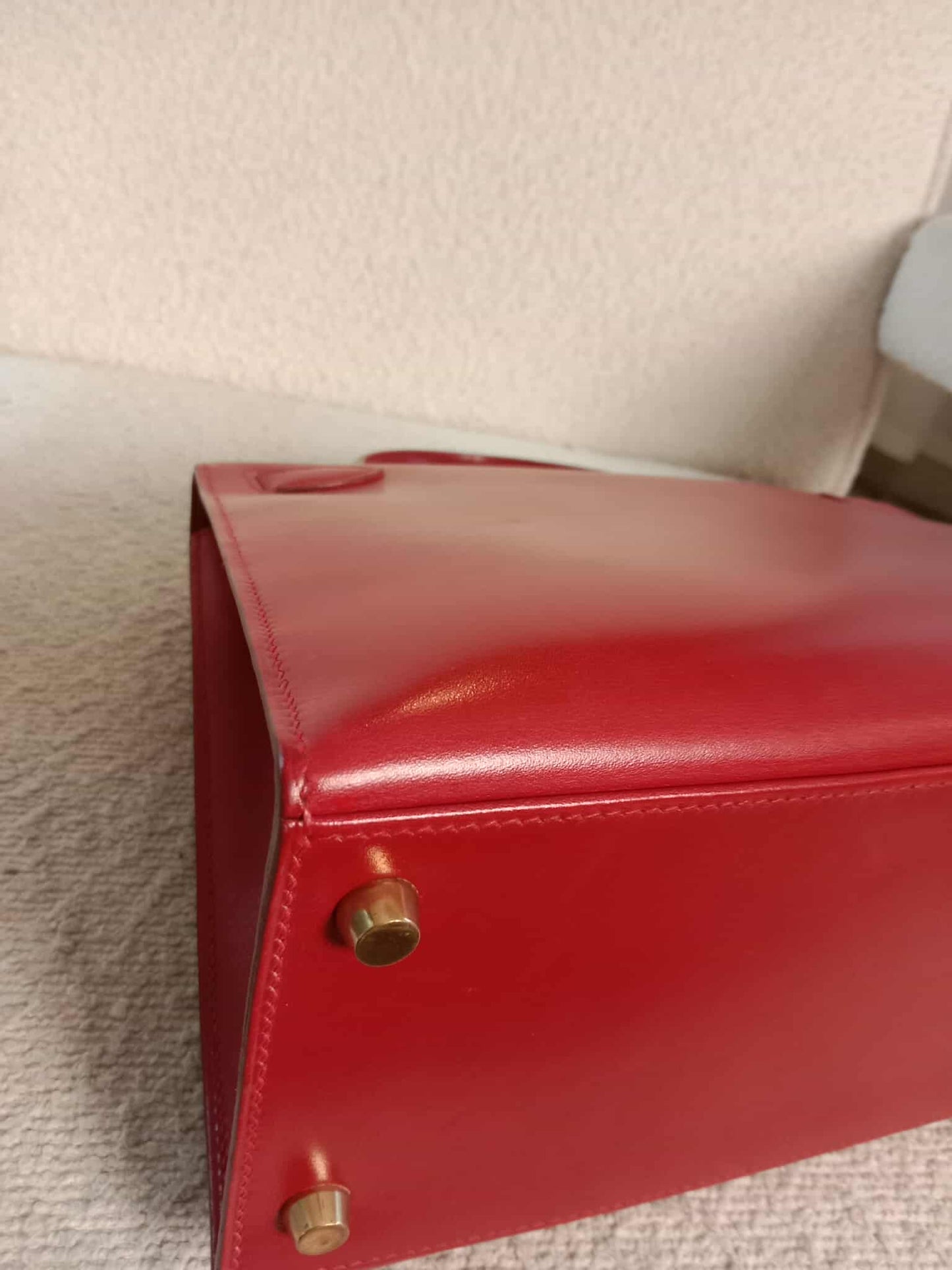 Hermes Kelly 28 Calfbox Leather Rouge VIF Stamp F Square 2002