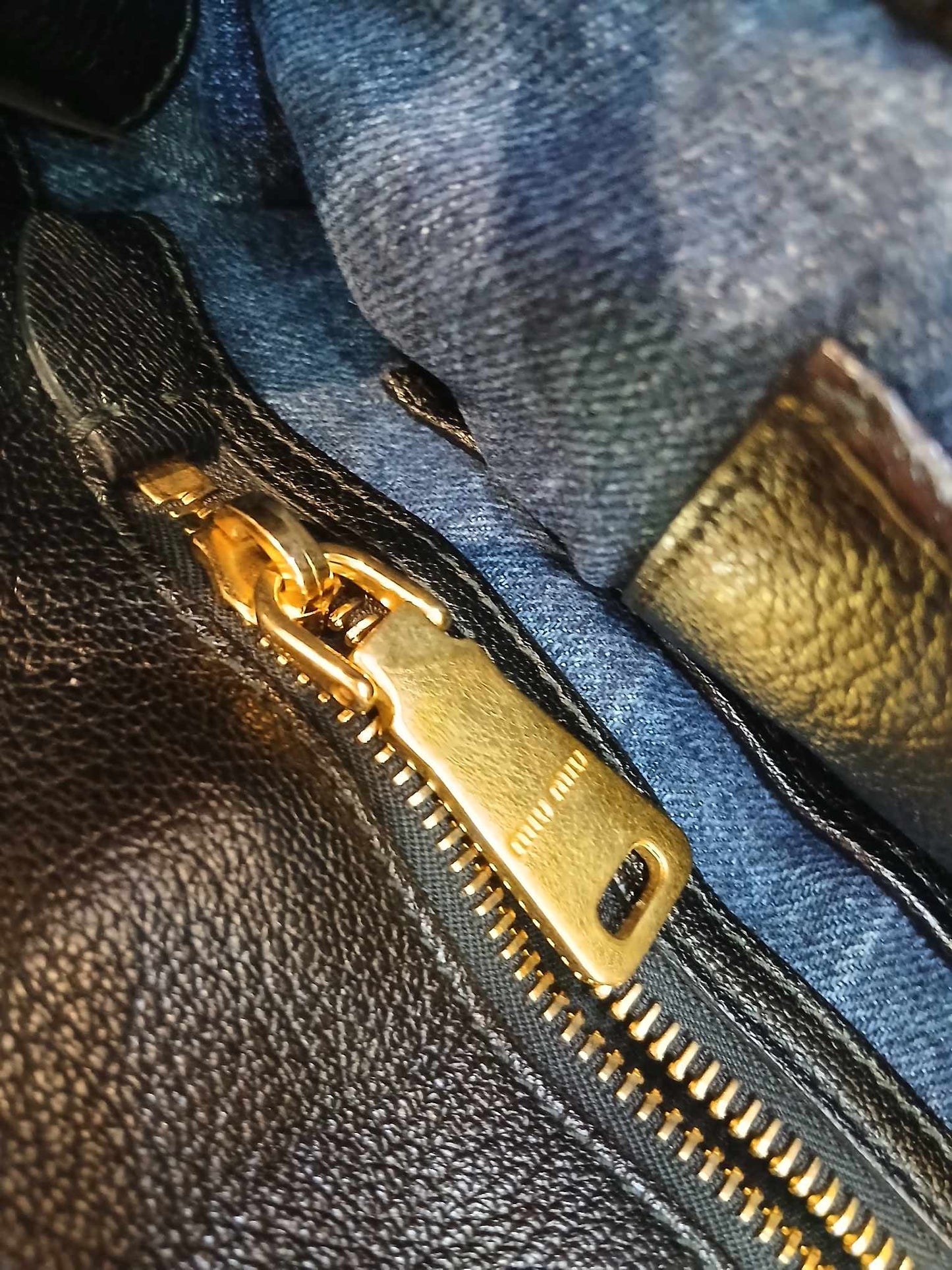 Miu Miu Matelasse Denim Tote Blue