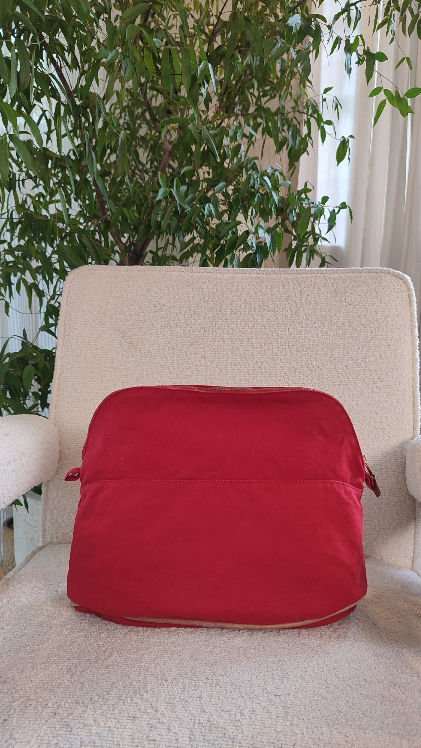 Hermes Bolide Canvas Red Pouch